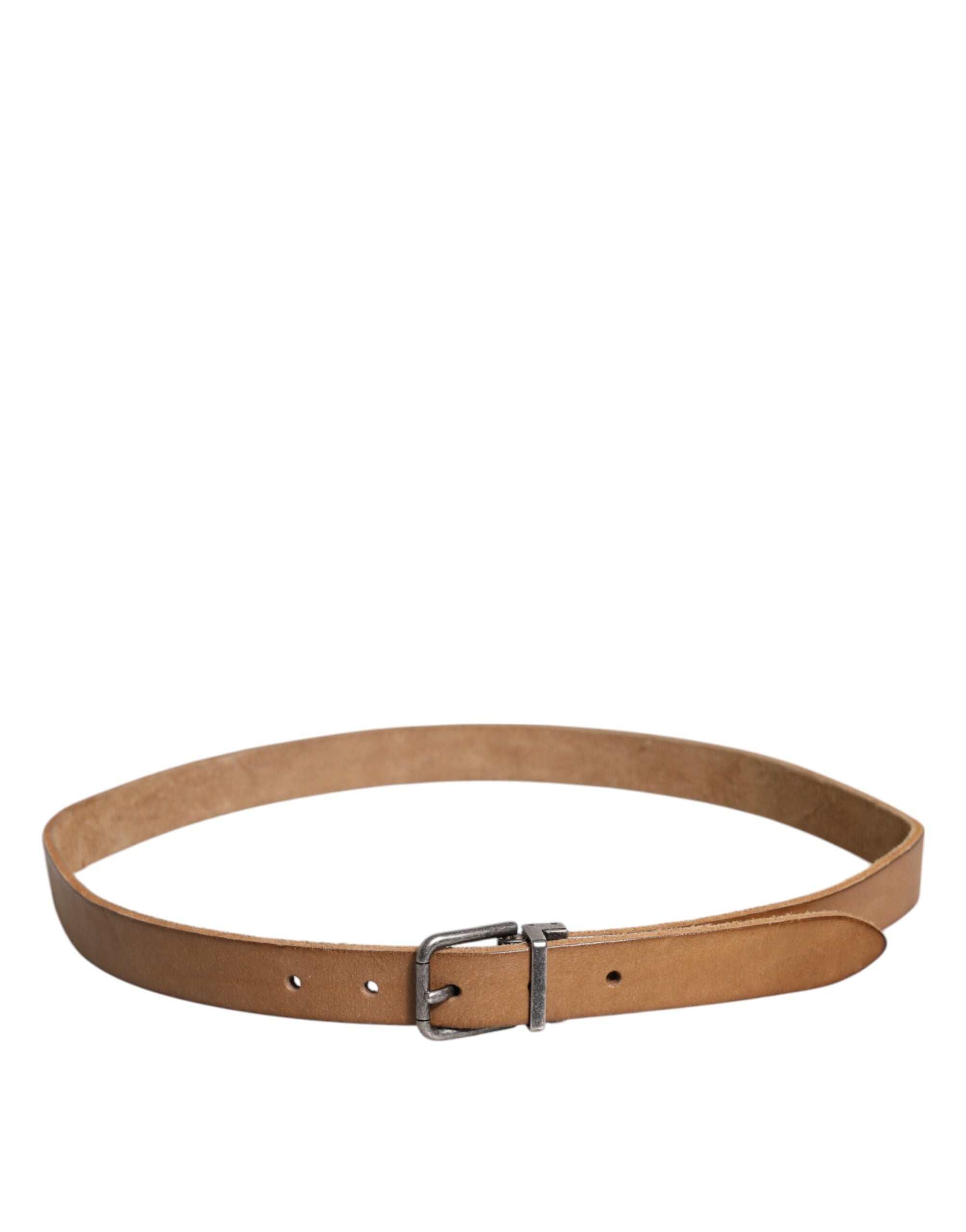 Dolce & Gabbana brown leather belt with silver-tone metal buckle-3