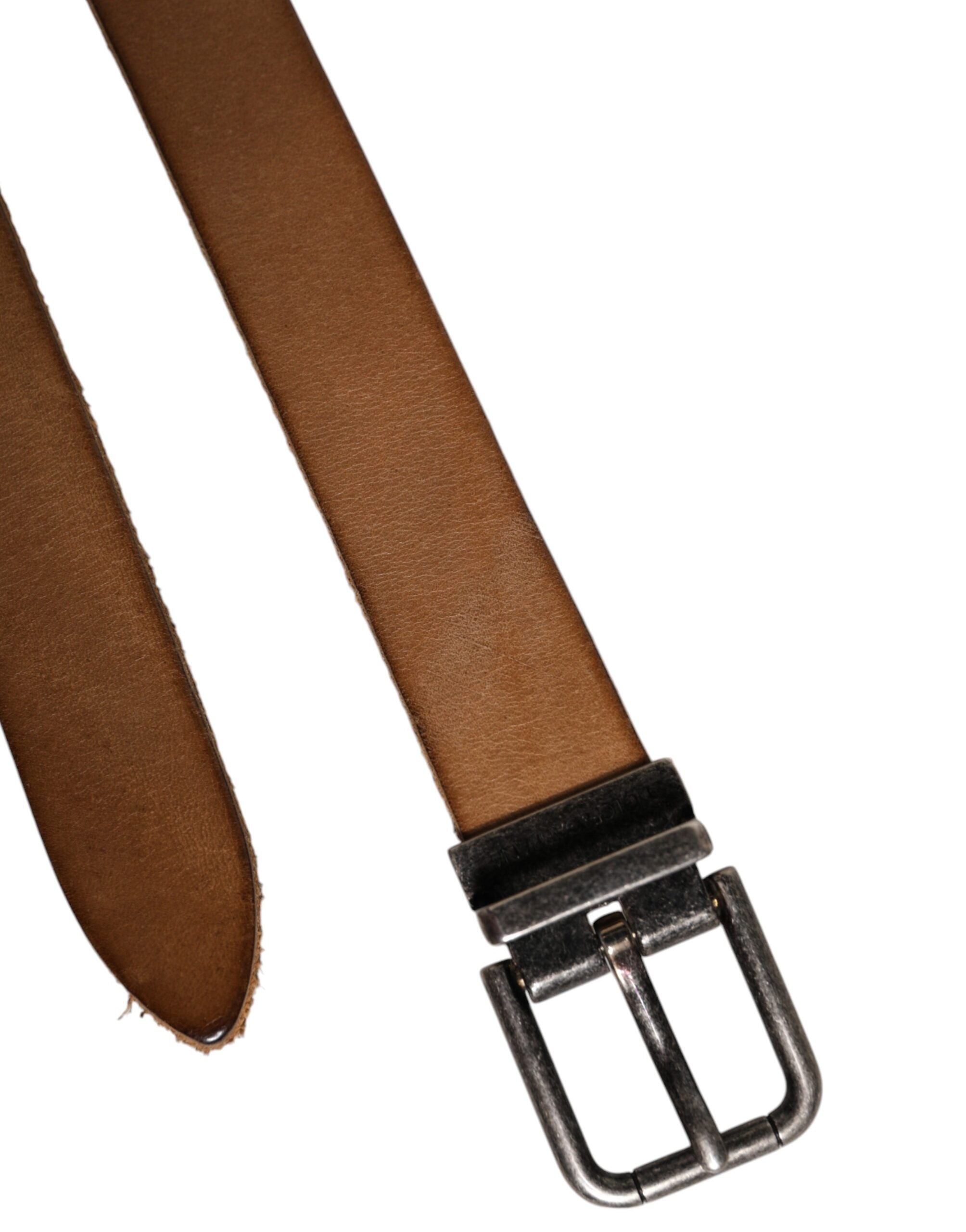 Dolce & Gabbana brown leather belt with silver-tone metal buckle-5
