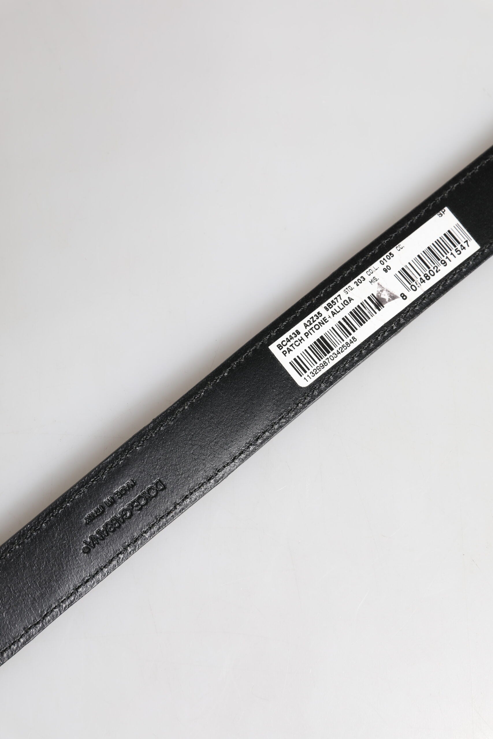 Dolce & Gabbana Black Exotic Leather Belt with Metal Logo Buckle-5