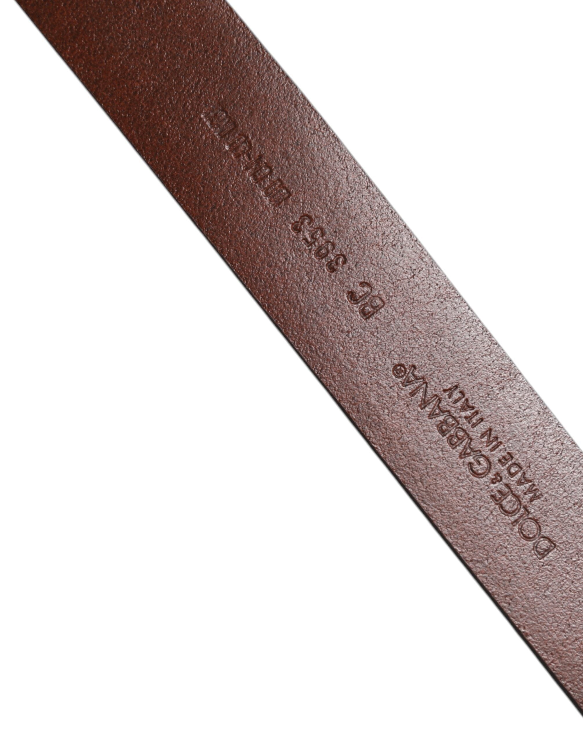Cinturón de piel marrón Dolce & Gabbana con hebilla clásica de metal con el logotipo.-5