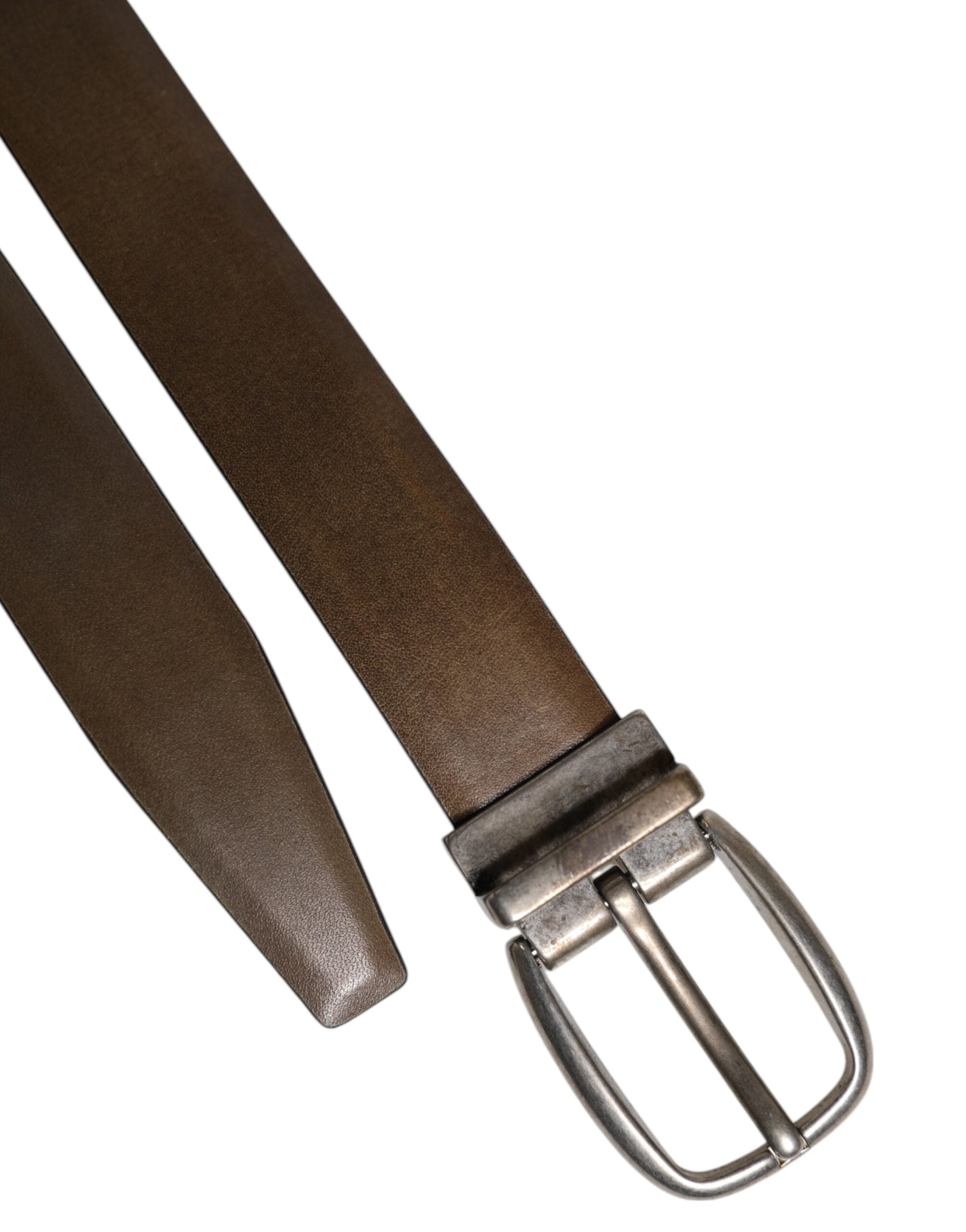 Cinturón de piel marrón Dolce & Gabbana con hebilla clásica de metal con el logotipo.-6