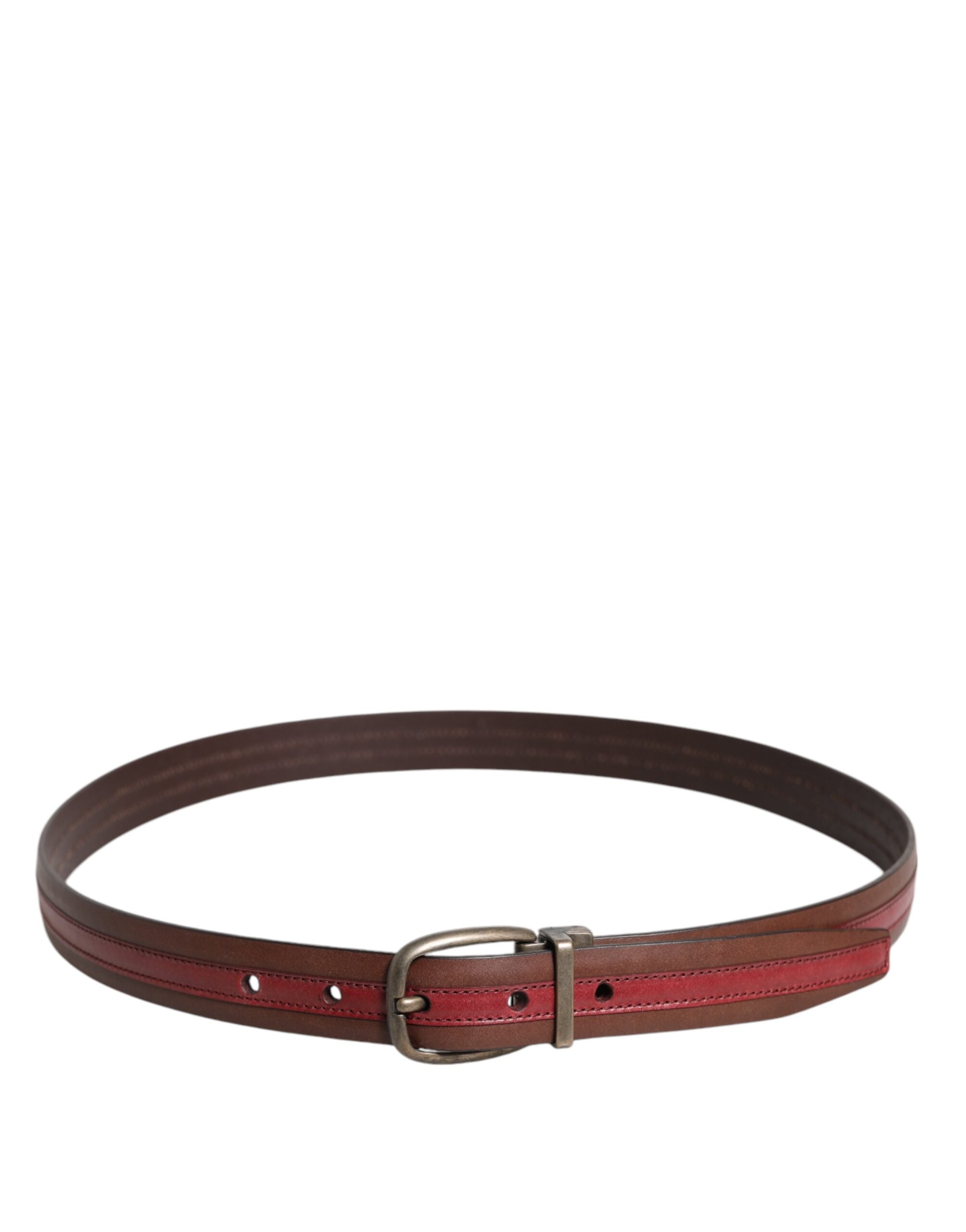 Dolce & Gabbana burgundy leather belt with metal logo buckle-3