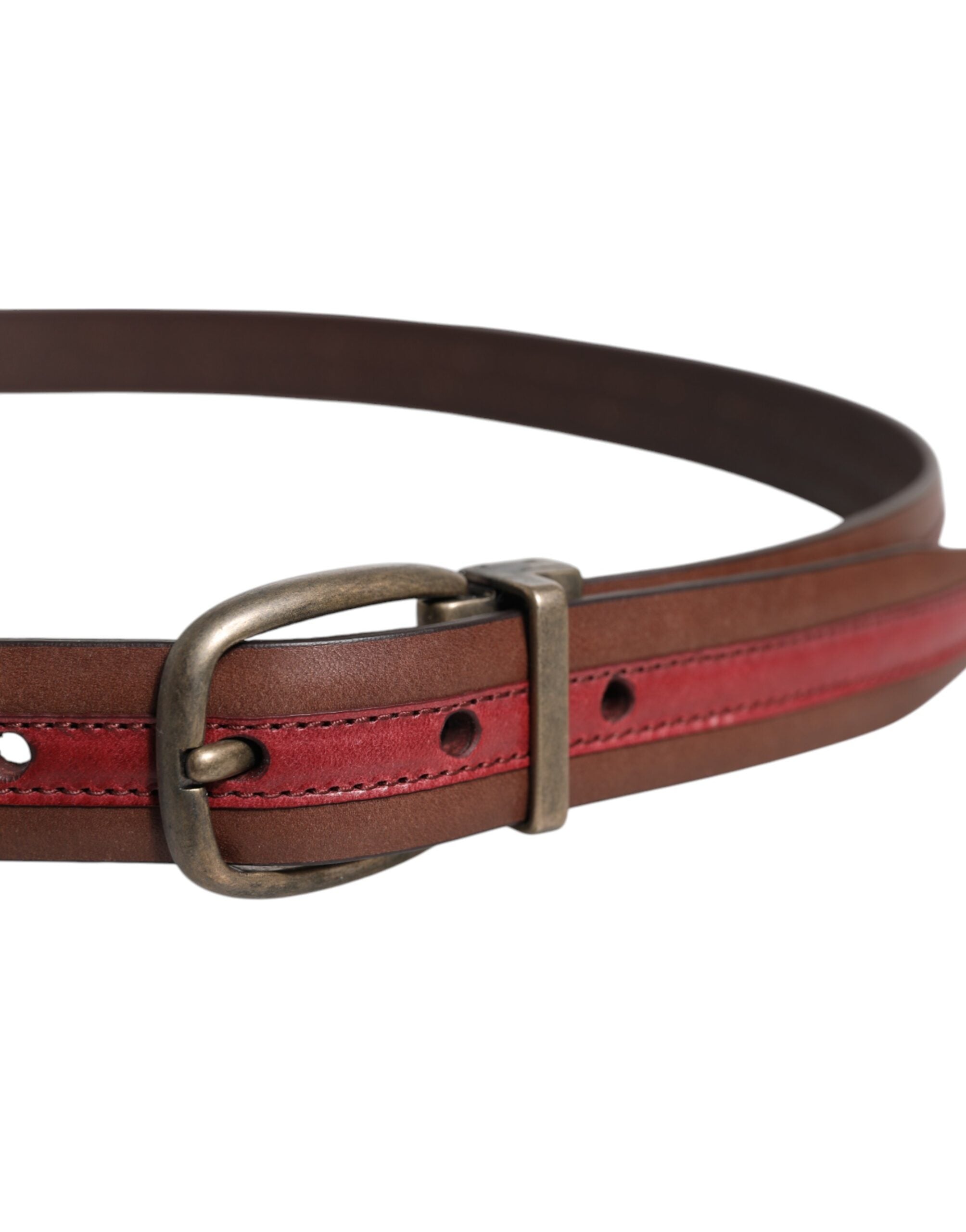 Dolce & Gabbana burgundy leather belt with metal logo buckle-4