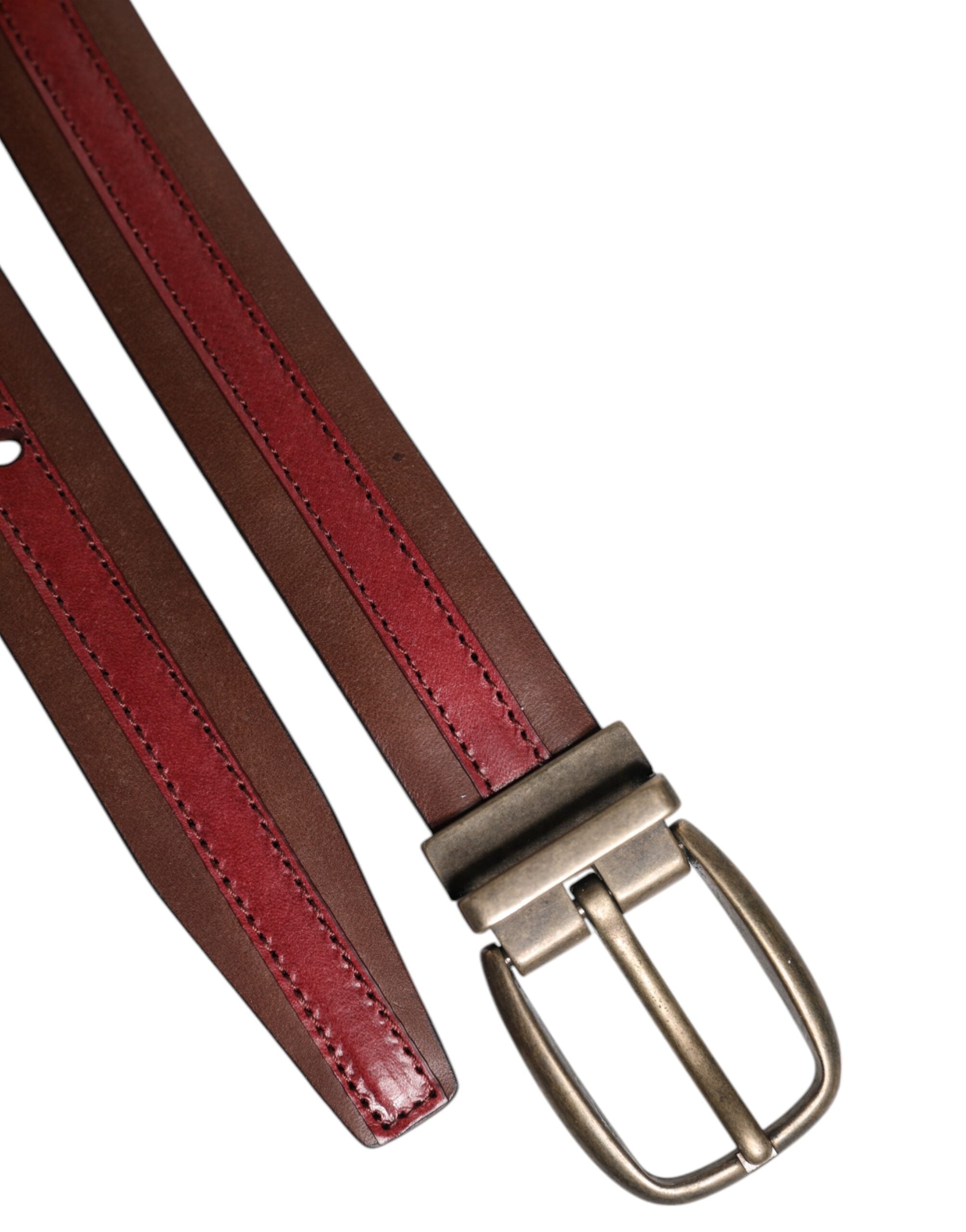 Dolce & Gabbana burgundy leather belt with metal logo buckle-6