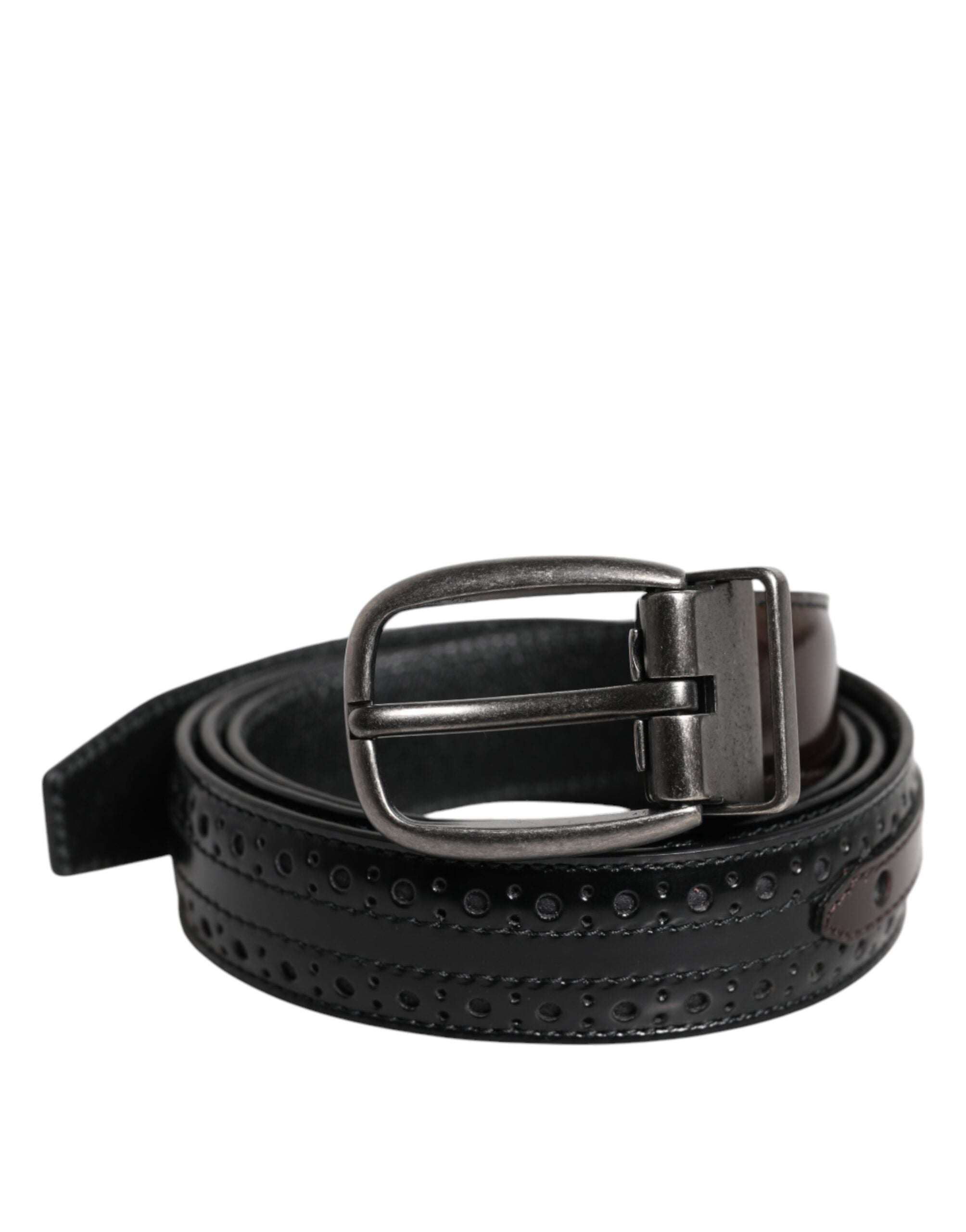 Dolce & Gabbana black-brown leather belt with classic metal buckle-2