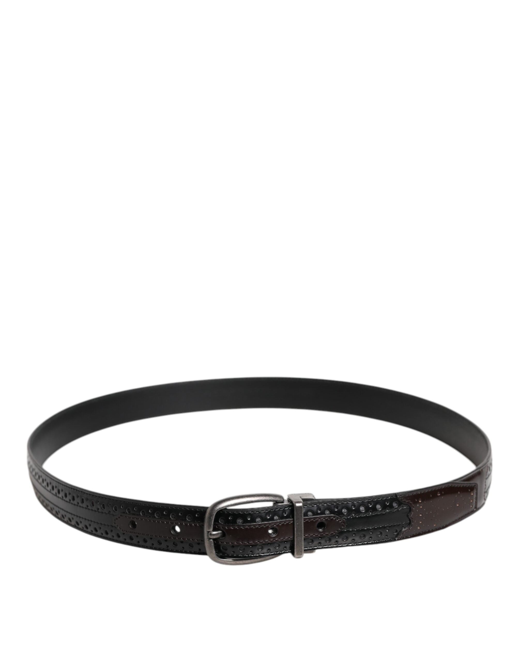 Dolce & Gabbana black-brown leather belt with classic metal buckle-3