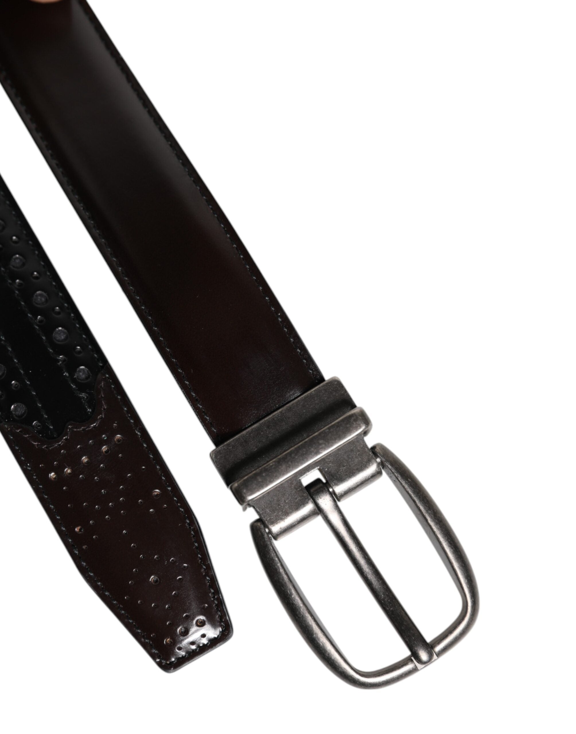 Dolce & Gabbana black-brown leather belt with classic metal buckle-5