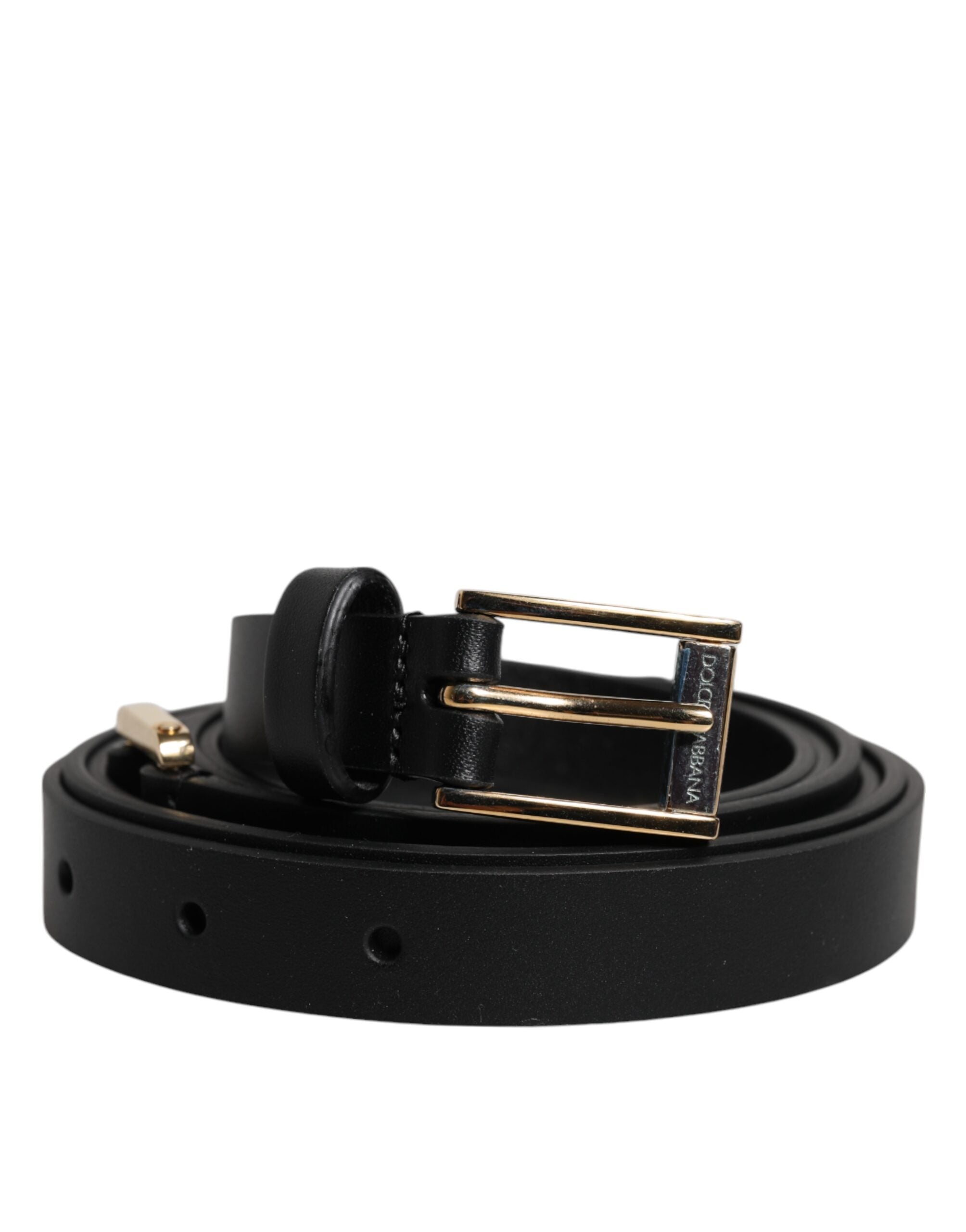 Dolce & Gabbana Schwarzer Kalbsledergürtel mit klassischer Metall-Logo-Schnalle-1