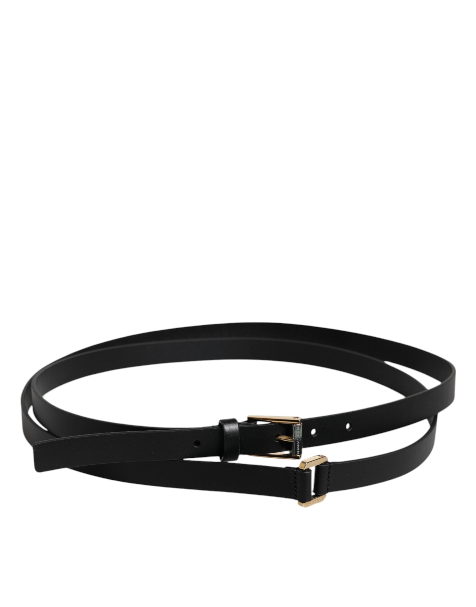 Dolce & Gabbana Schwarzer Kalbsledergürtel mit klassischer Metall-Logo-Schnalle-3