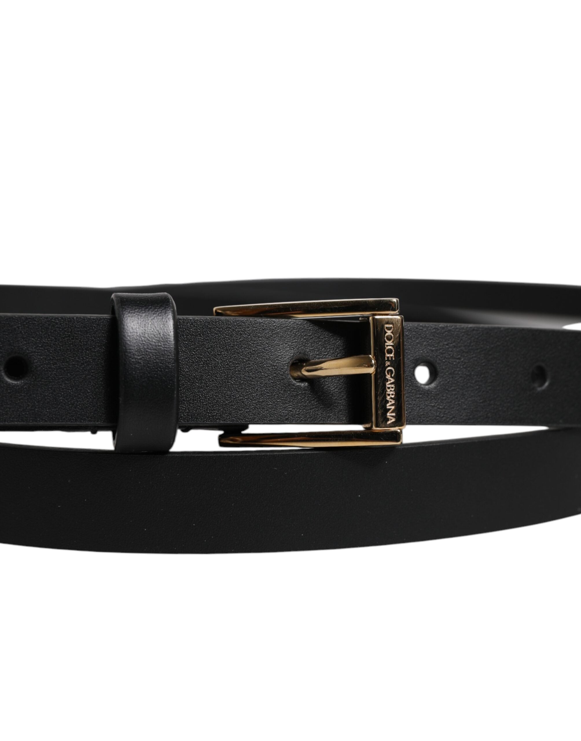 Dolce & Gabbana Schwarzer Kalbsledergürtel mit klassischer Metall-Logo-Schnalle-4
