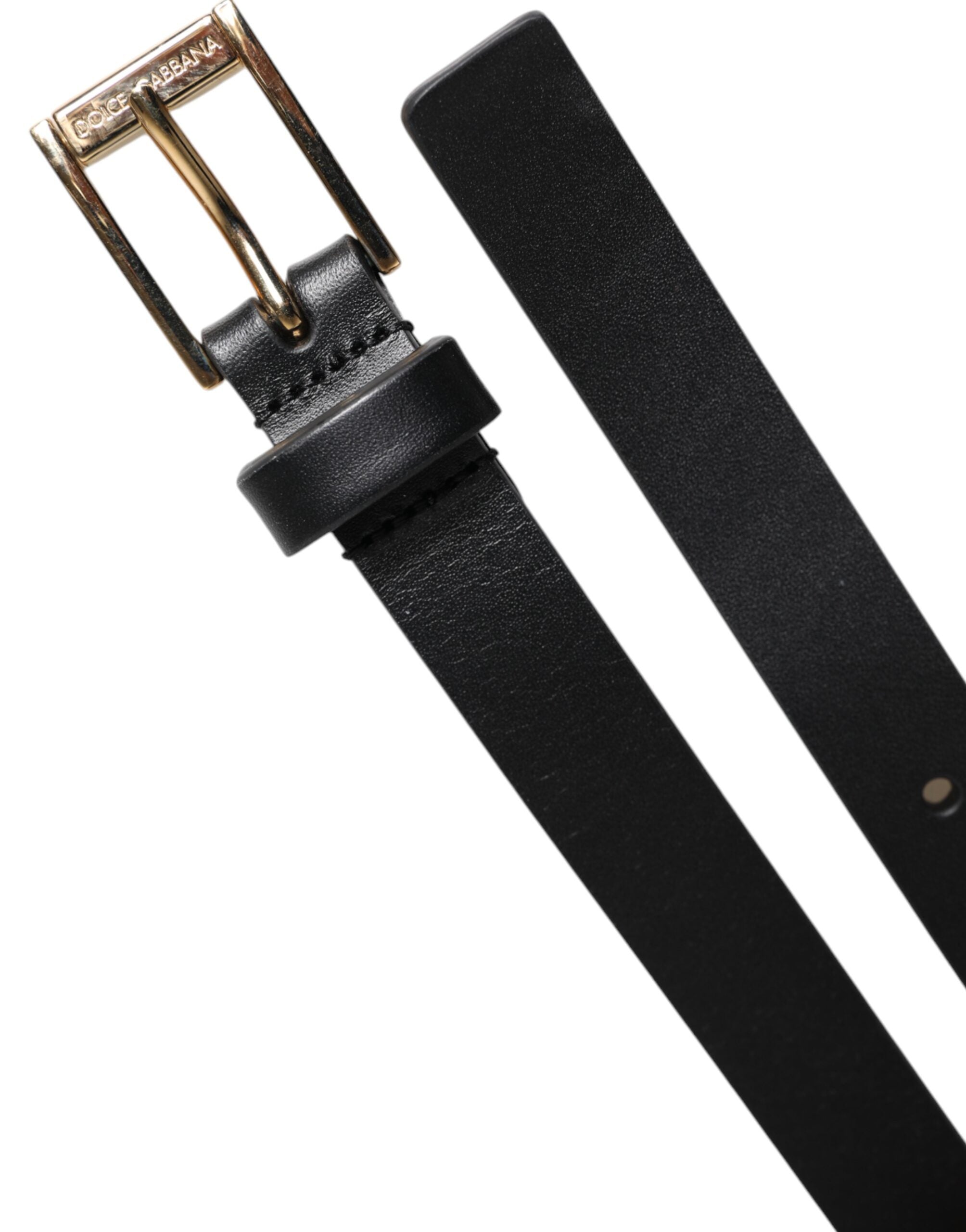 Dolce & Gabbana Schwarzer Kalbsledergürtel mit klassischer Metall-Logo-Schnalle-6