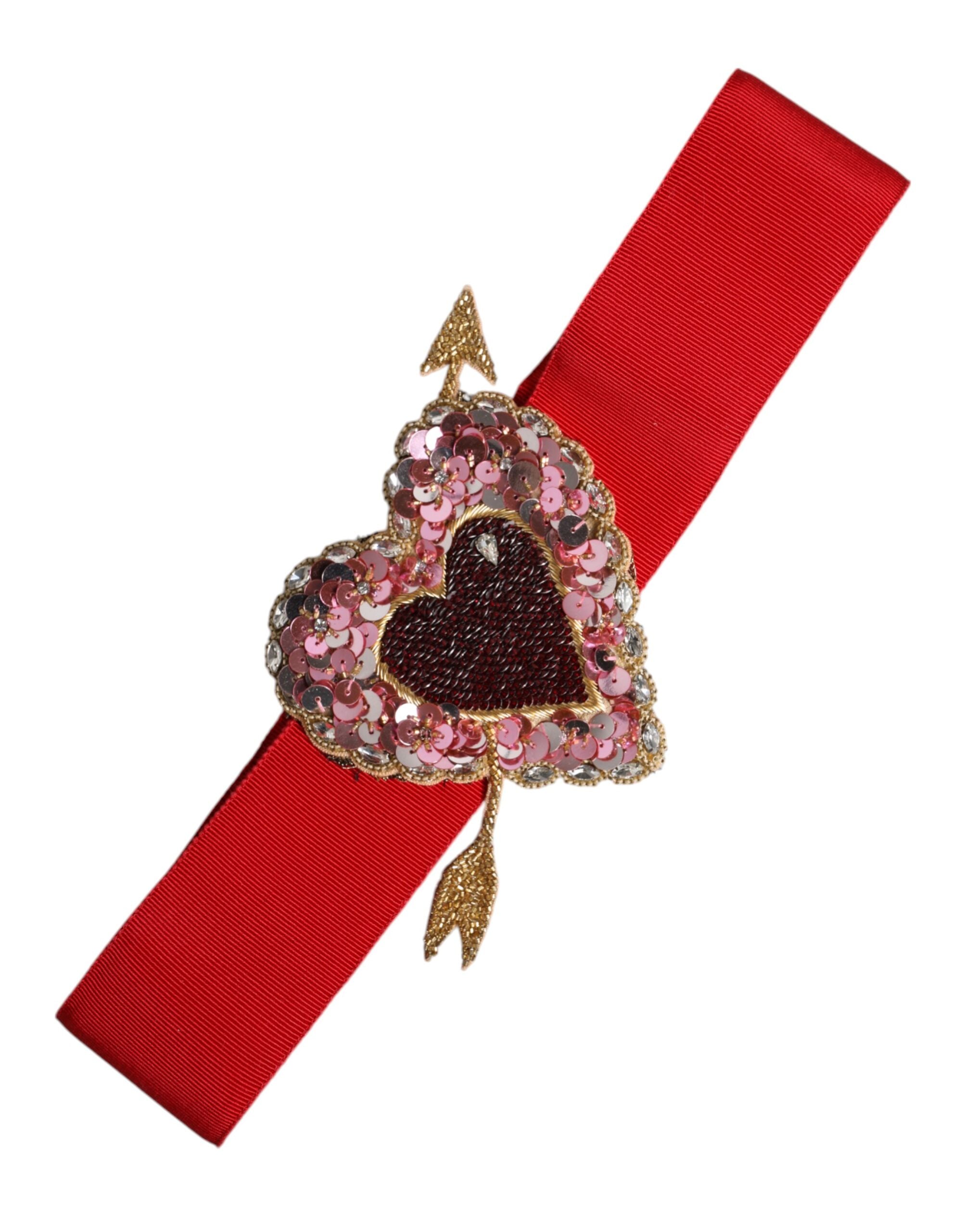 Dolce & Gabbana red stretch belt with heart embellishment and wide waist-2