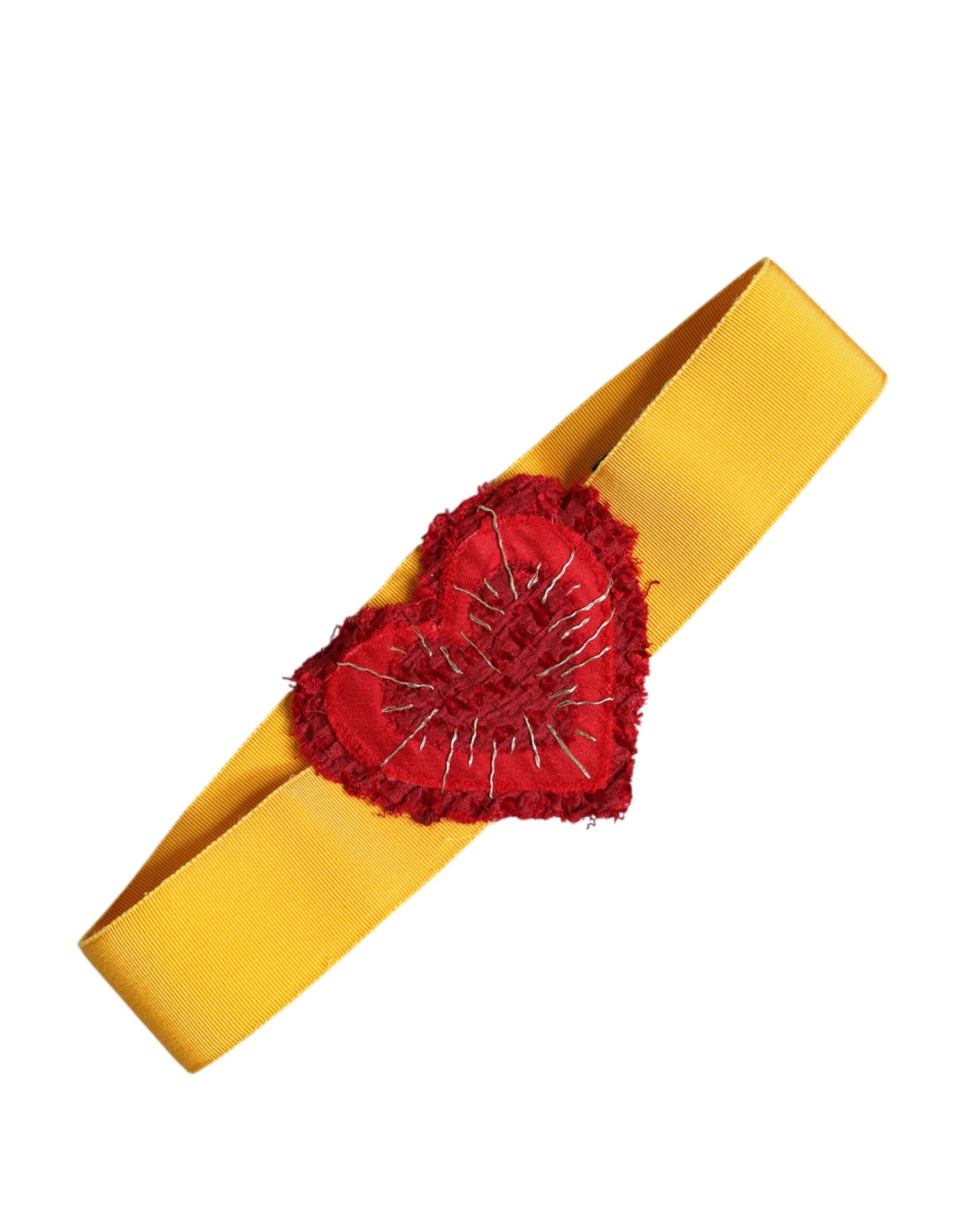 Dolce & Gabbana yellow stretch belt with wide waist and heart embellishment-1