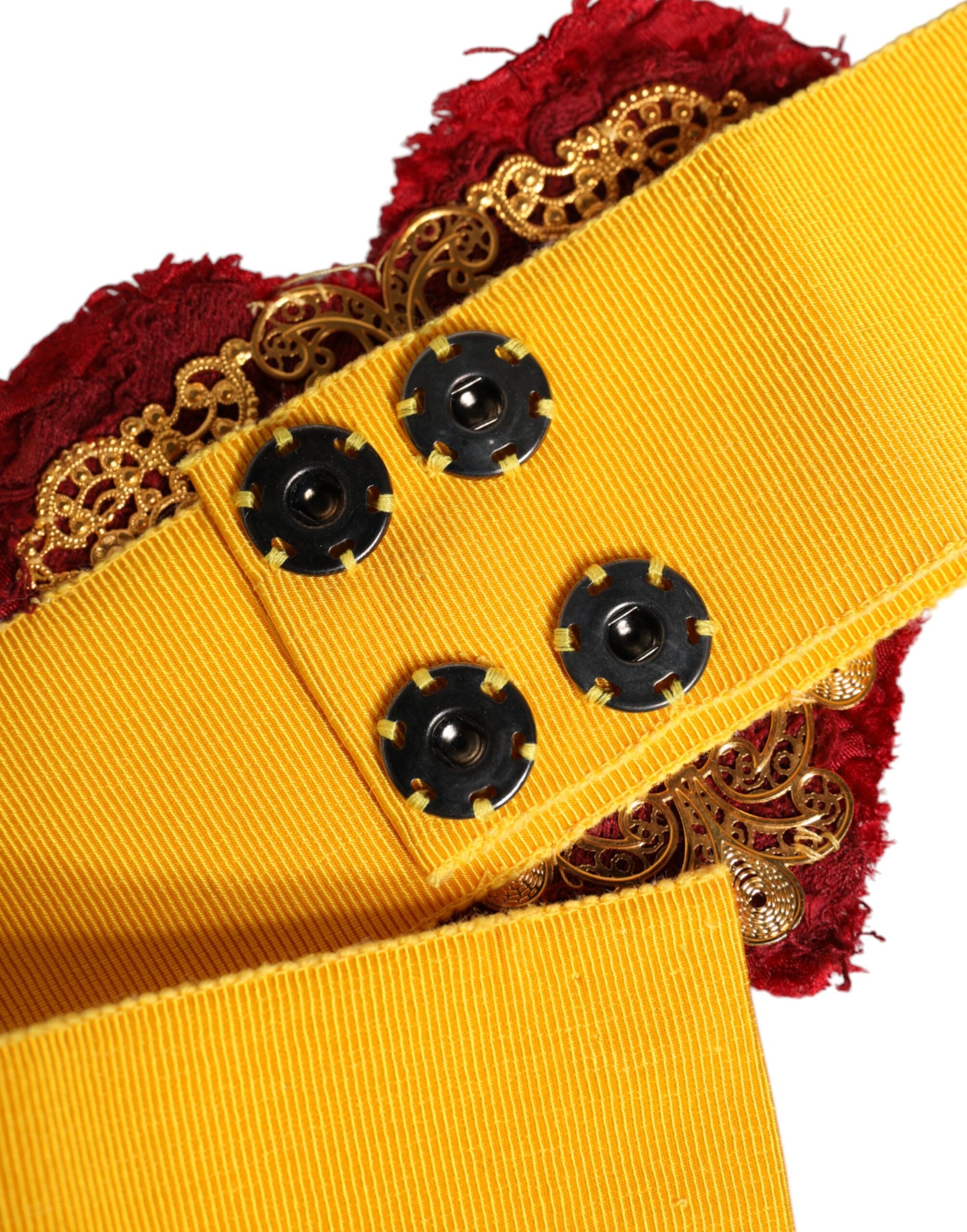 Dolce & Gabbana yellow stretch belt with wide waist and heart embellishment-4