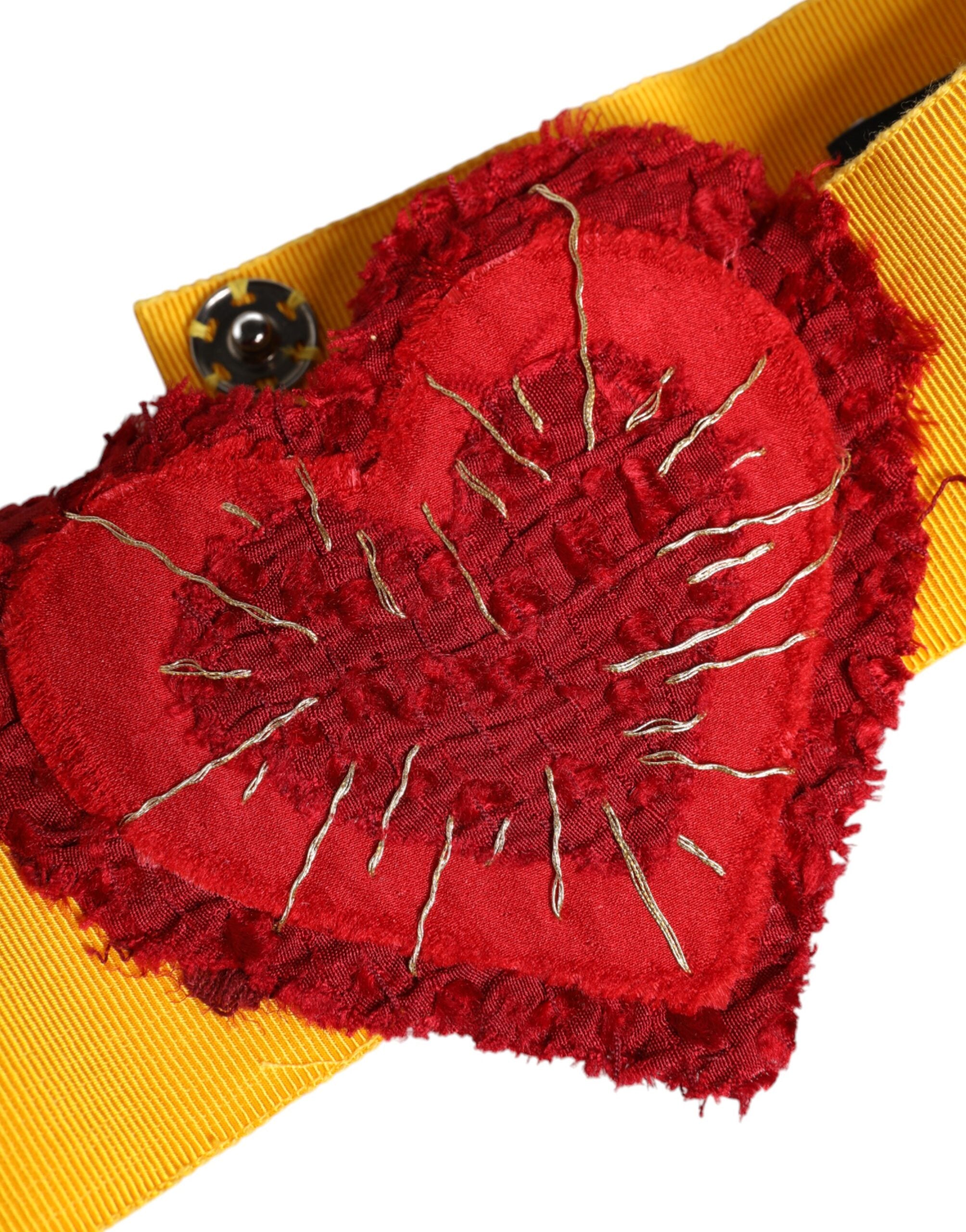 Dolce & Gabbana yellow stretch belt with wide waist and heart embellishment-5