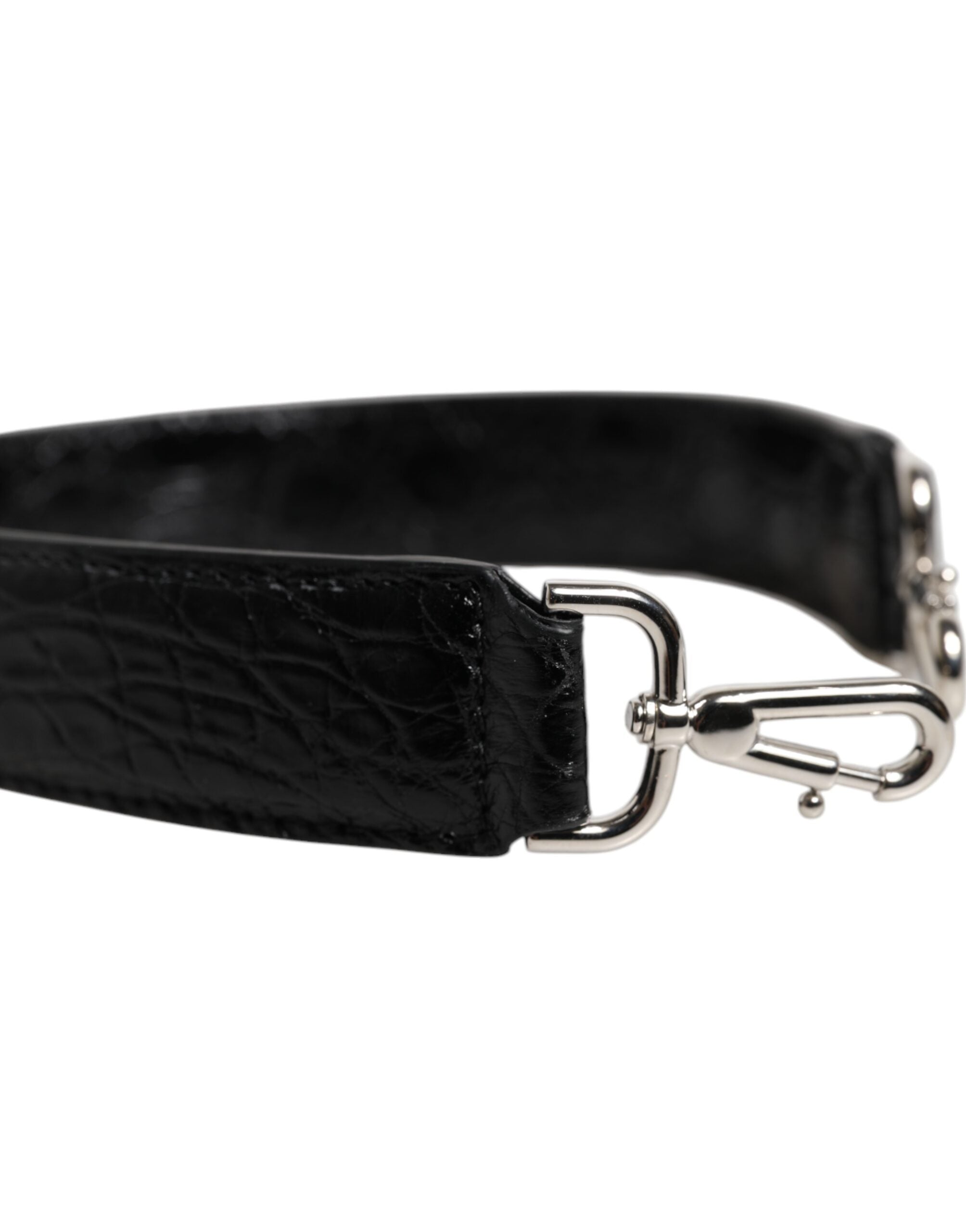 Bolso Dolce & Gabbana de piel de aligátor negra con correa para el hombro-3