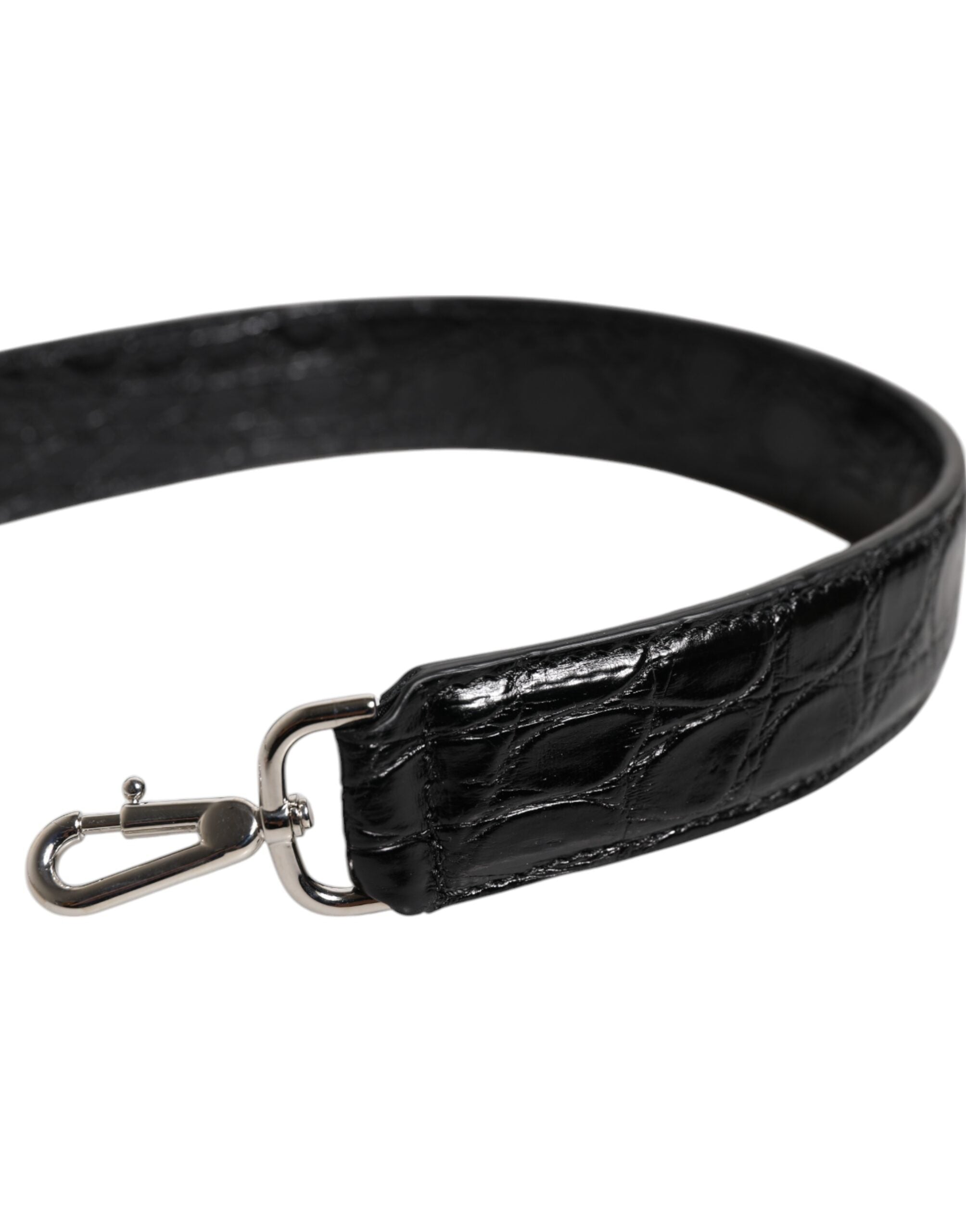 Bolso Dolce & Gabbana de piel de aligátor negra con correa para el hombro-4