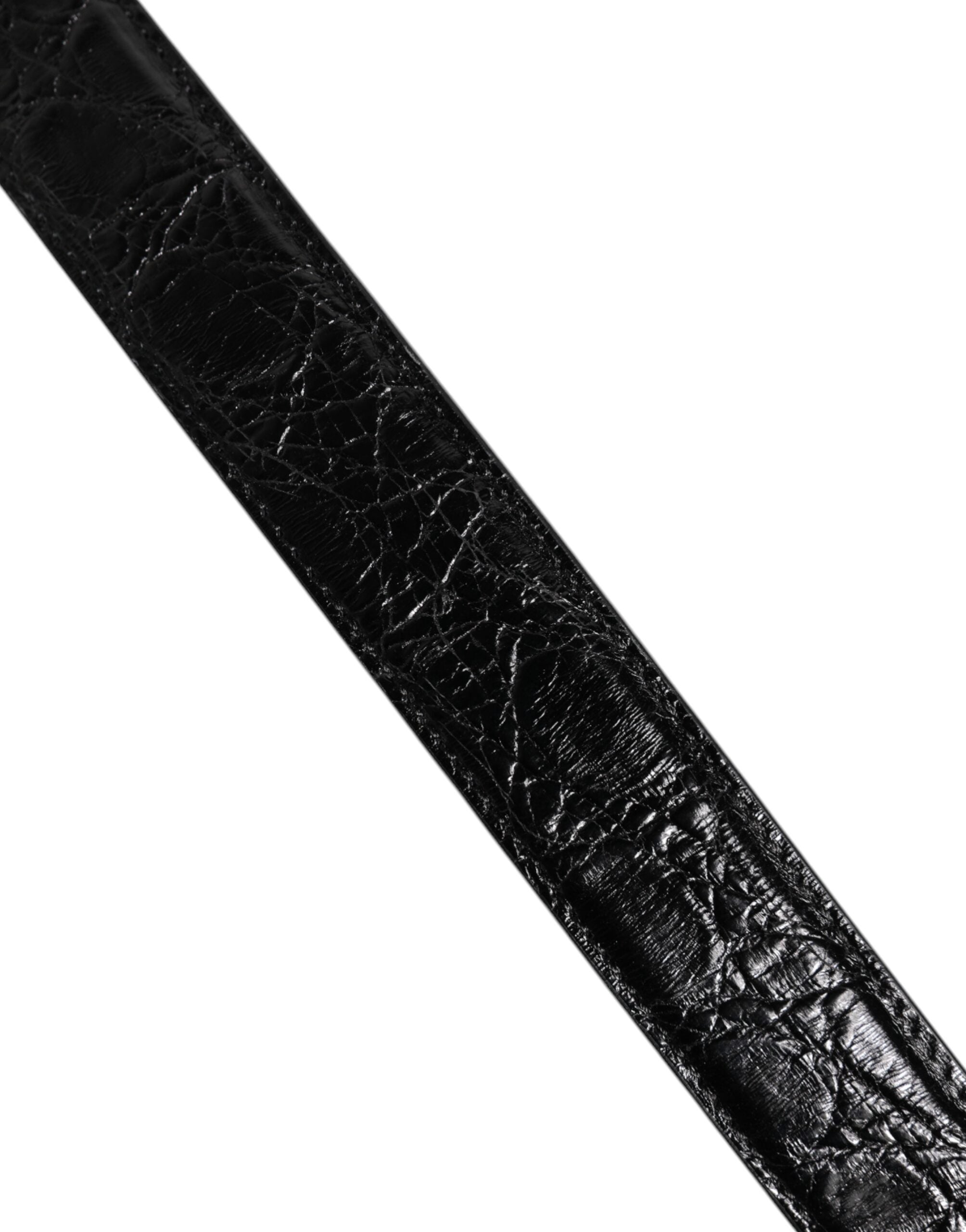Bolso Dolce & Gabbana de piel de aligátor negra con correa para el hombro-5