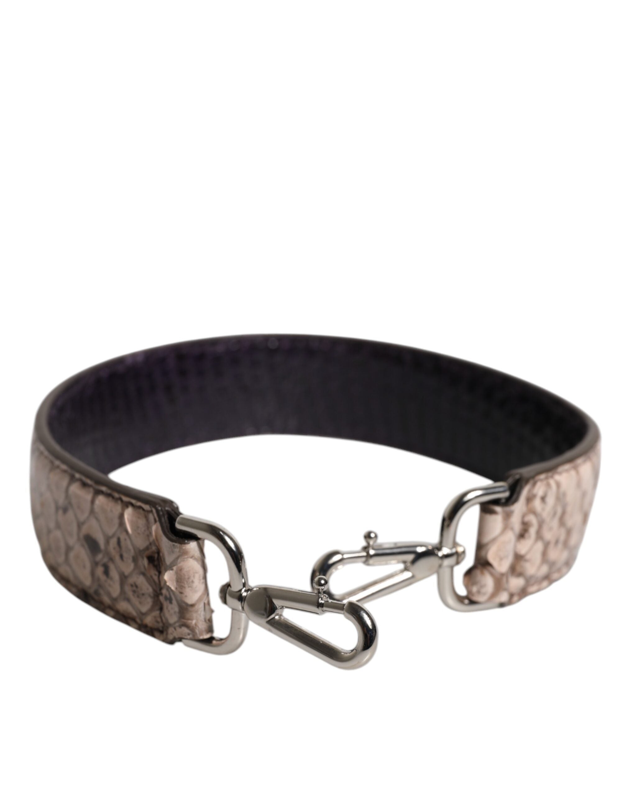 Dolce & Gabbana Black Cream Exotic Leather Bag Shoulder Strap-1