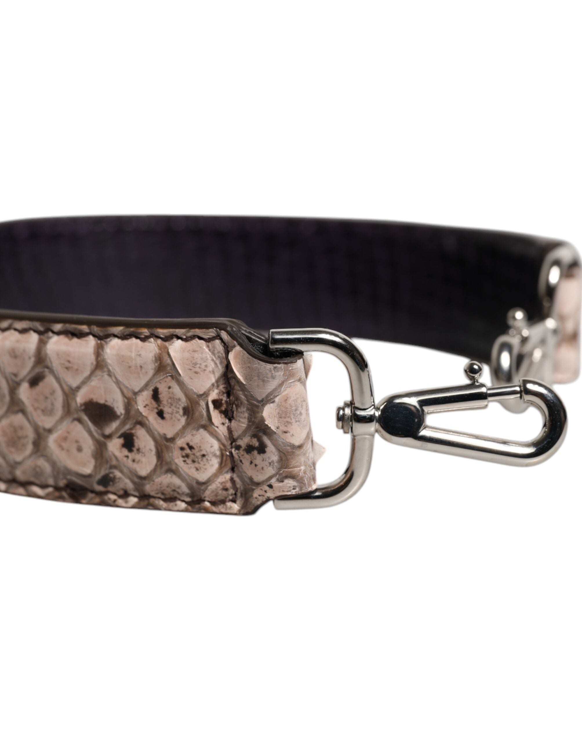 Dolce & Gabbana Black Cream Exotic Leather Bag Shoulder Strap-3