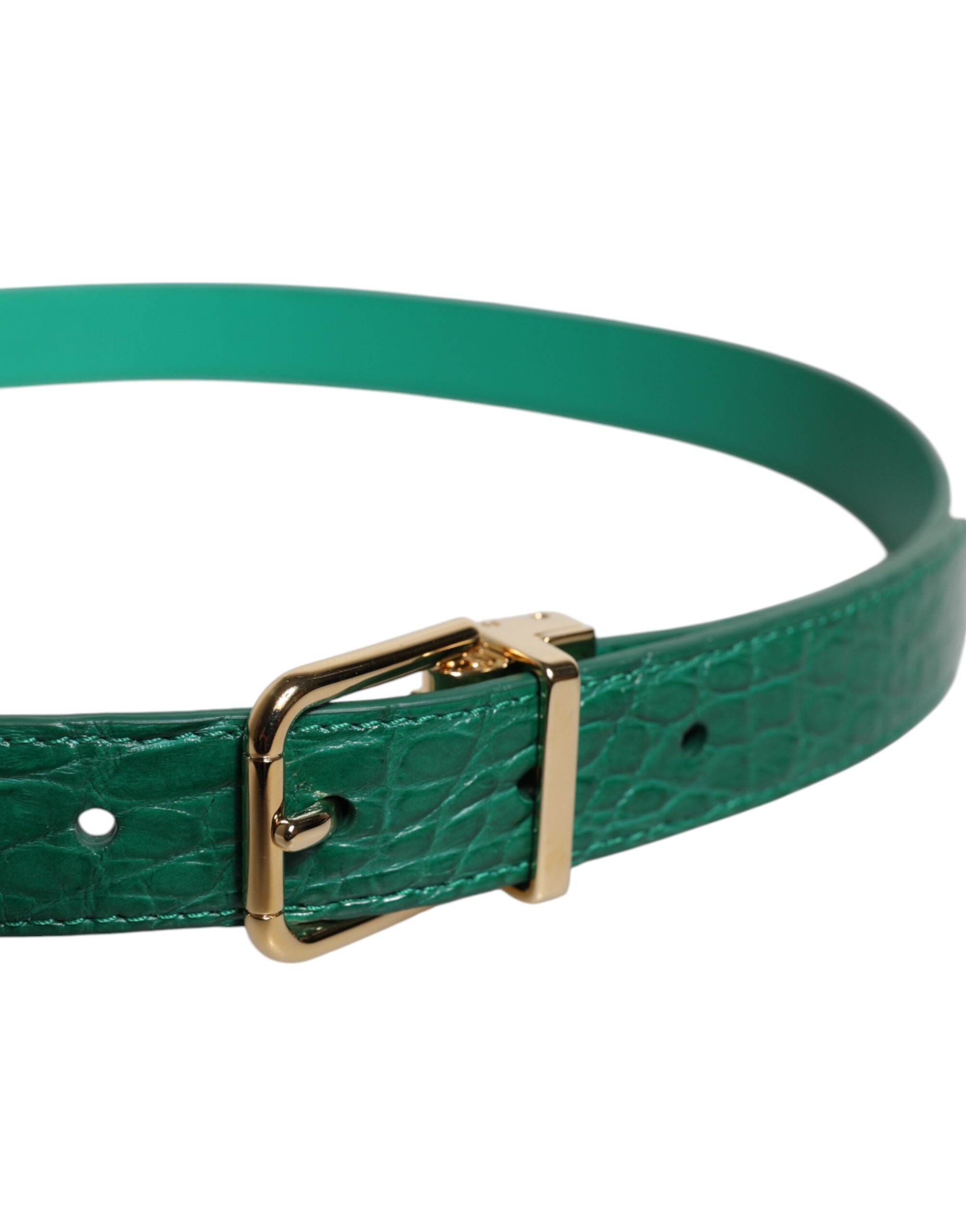Dolce & Gabbana Grüner Leder Logo Metall Taille Schnalle Gürtel-3
