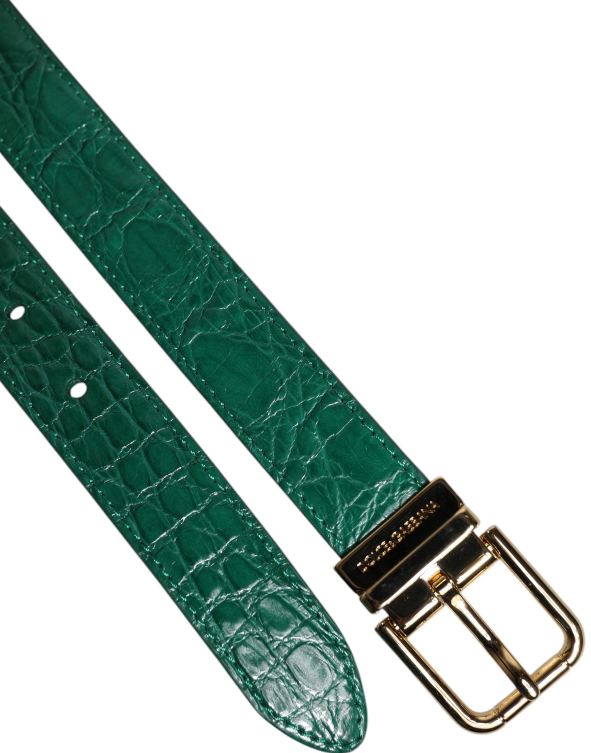 Dolce & Gabbana Grüner Leder Logo Metall Taille Schnalle Gürtel-5
