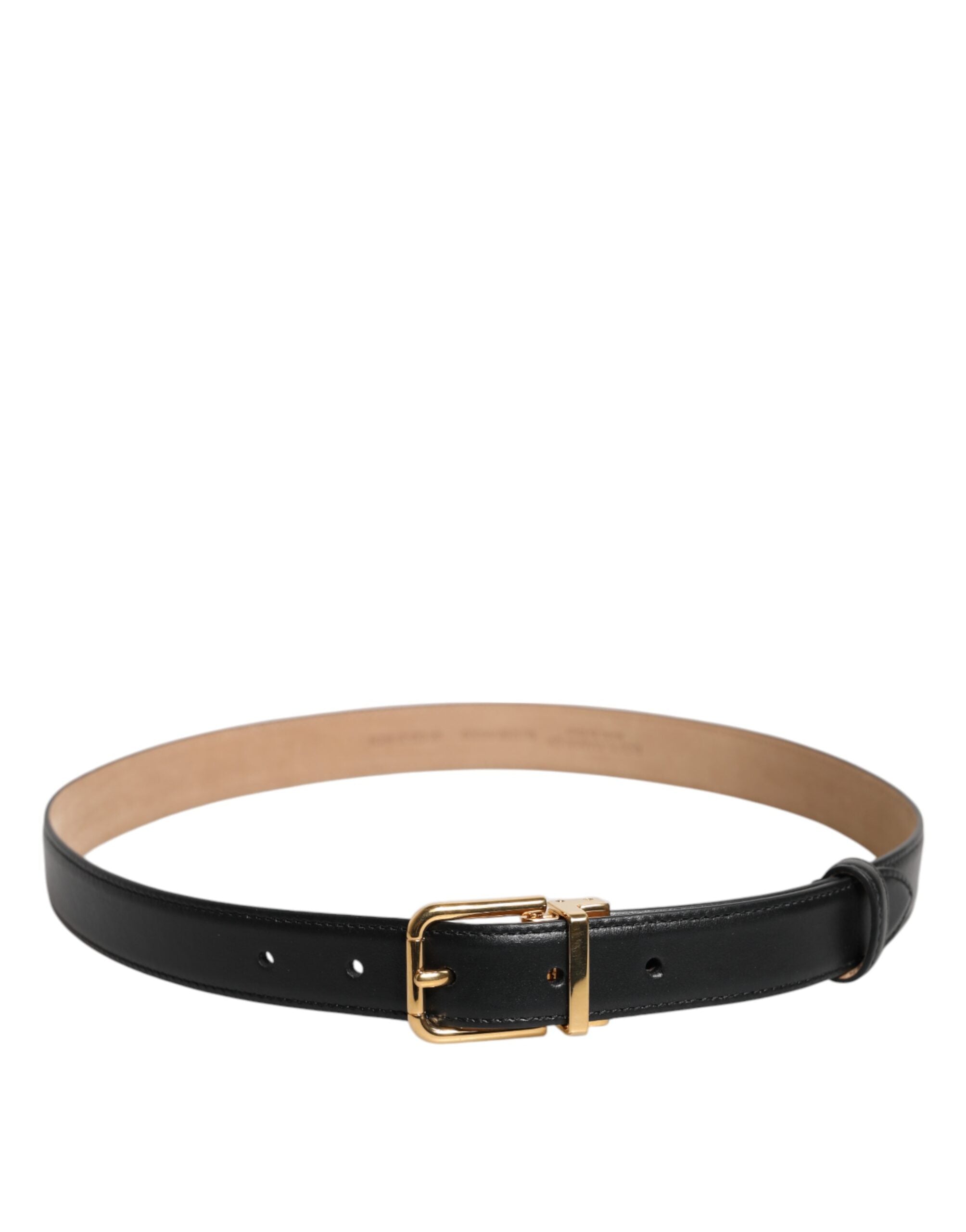 Cinturón de cuero negro con logotipo metálico y hebilla de Dolce & Gabbana-3