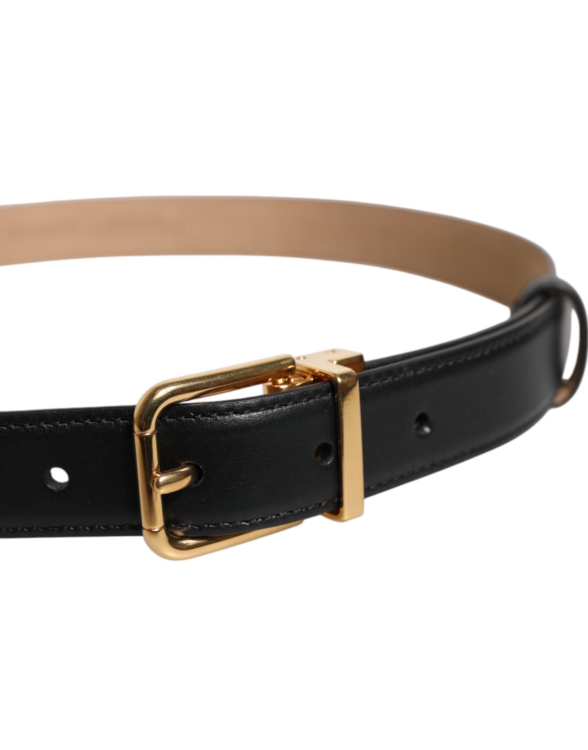 Cinturón de cuero negro con logotipo metálico y hebilla de Dolce & Gabbana-4