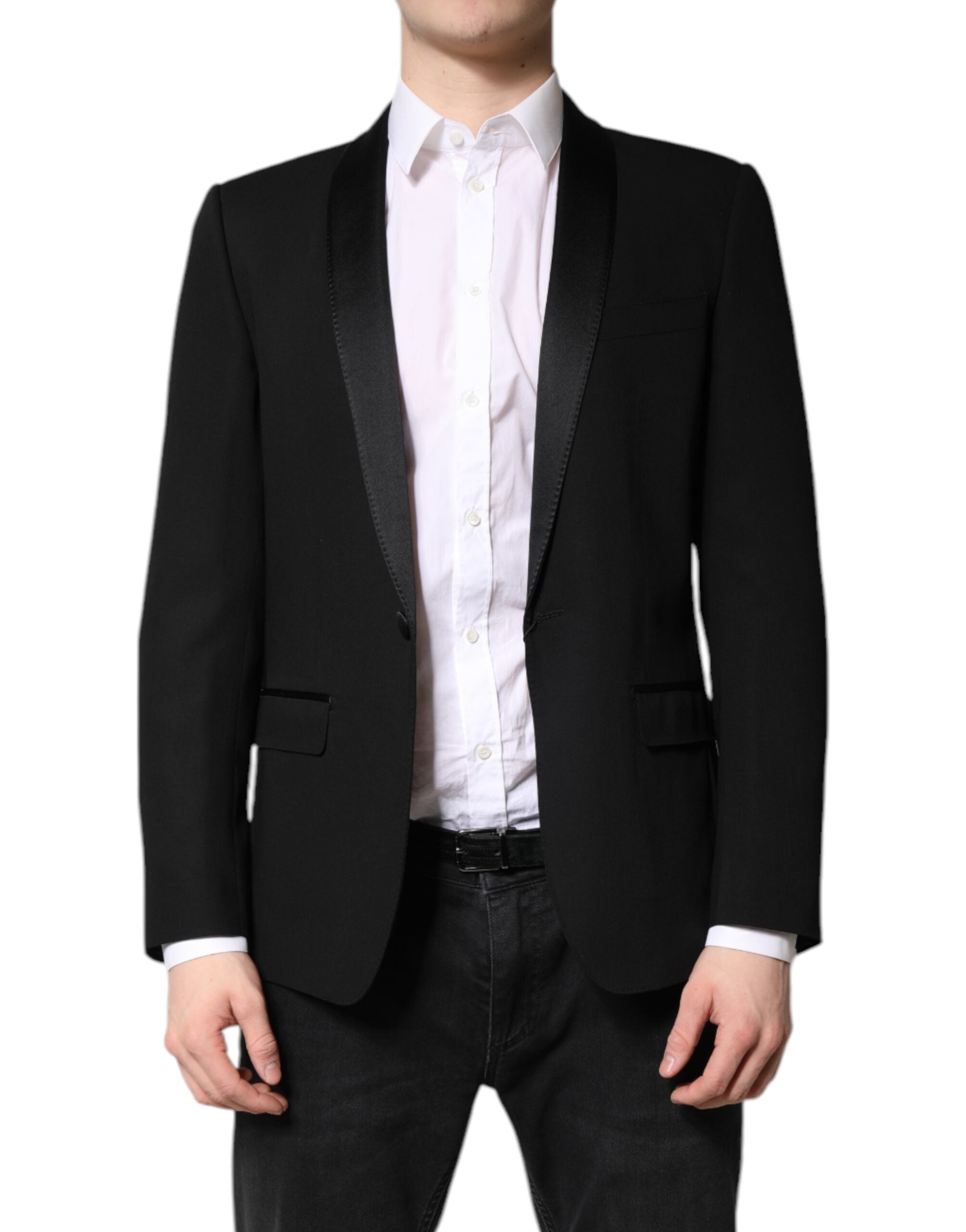 Dolce & Gabbana Schwarzer einreihiger Herrenmantel MARTINI Blazer-1