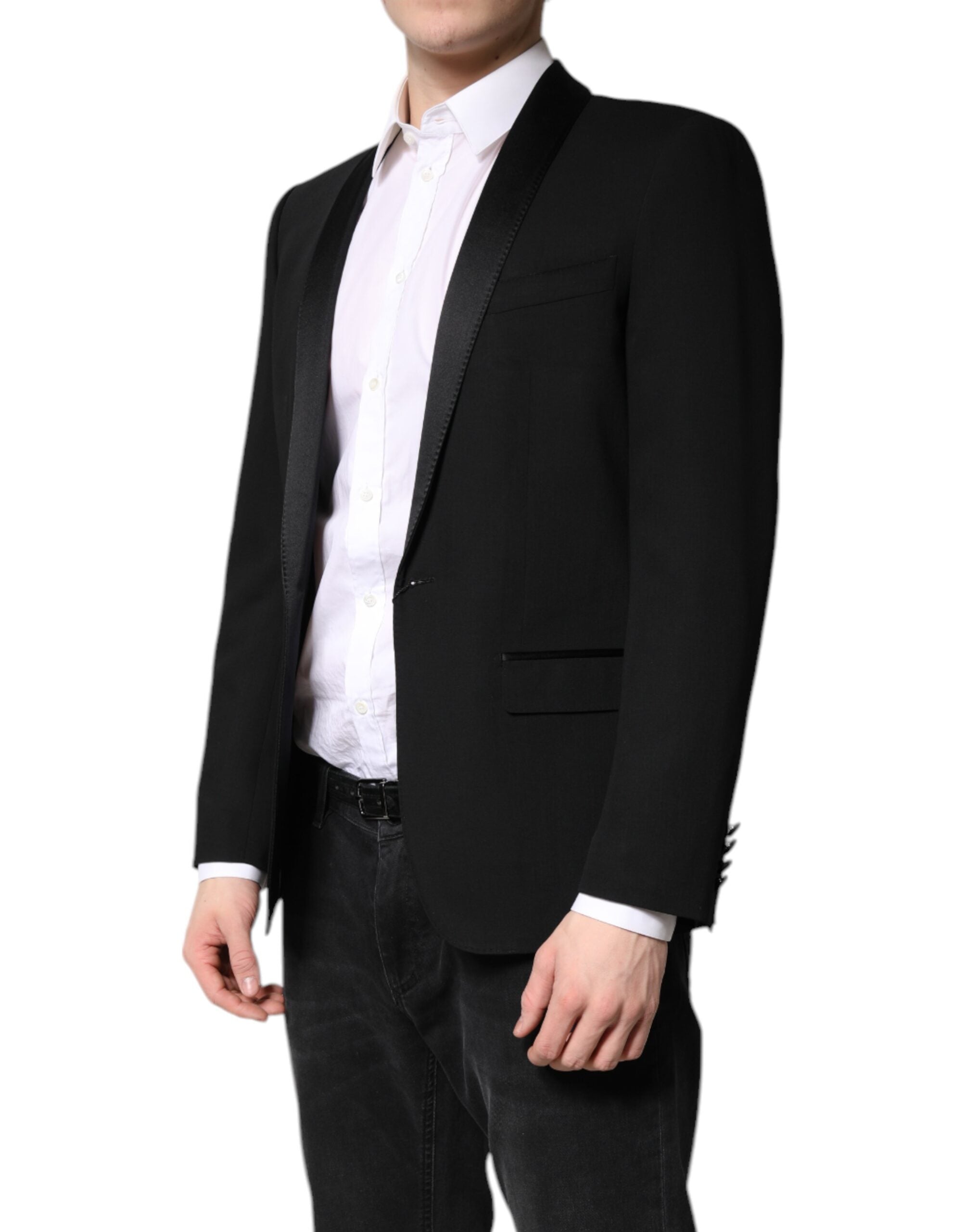 Dolce & Gabbana Schwarzer einreihiger Herrenmantel MARTINI Blazer-3