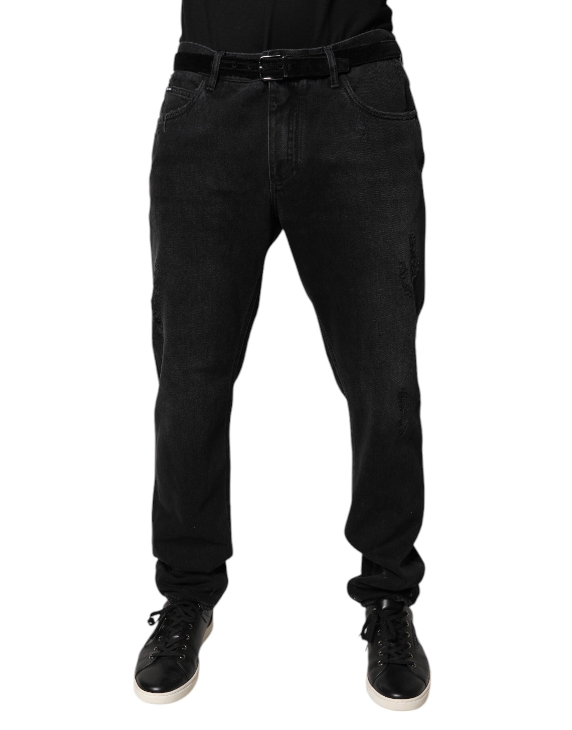 Dolce & Gabbana Black Cotton Skinny Men's Denim Jeans-2
