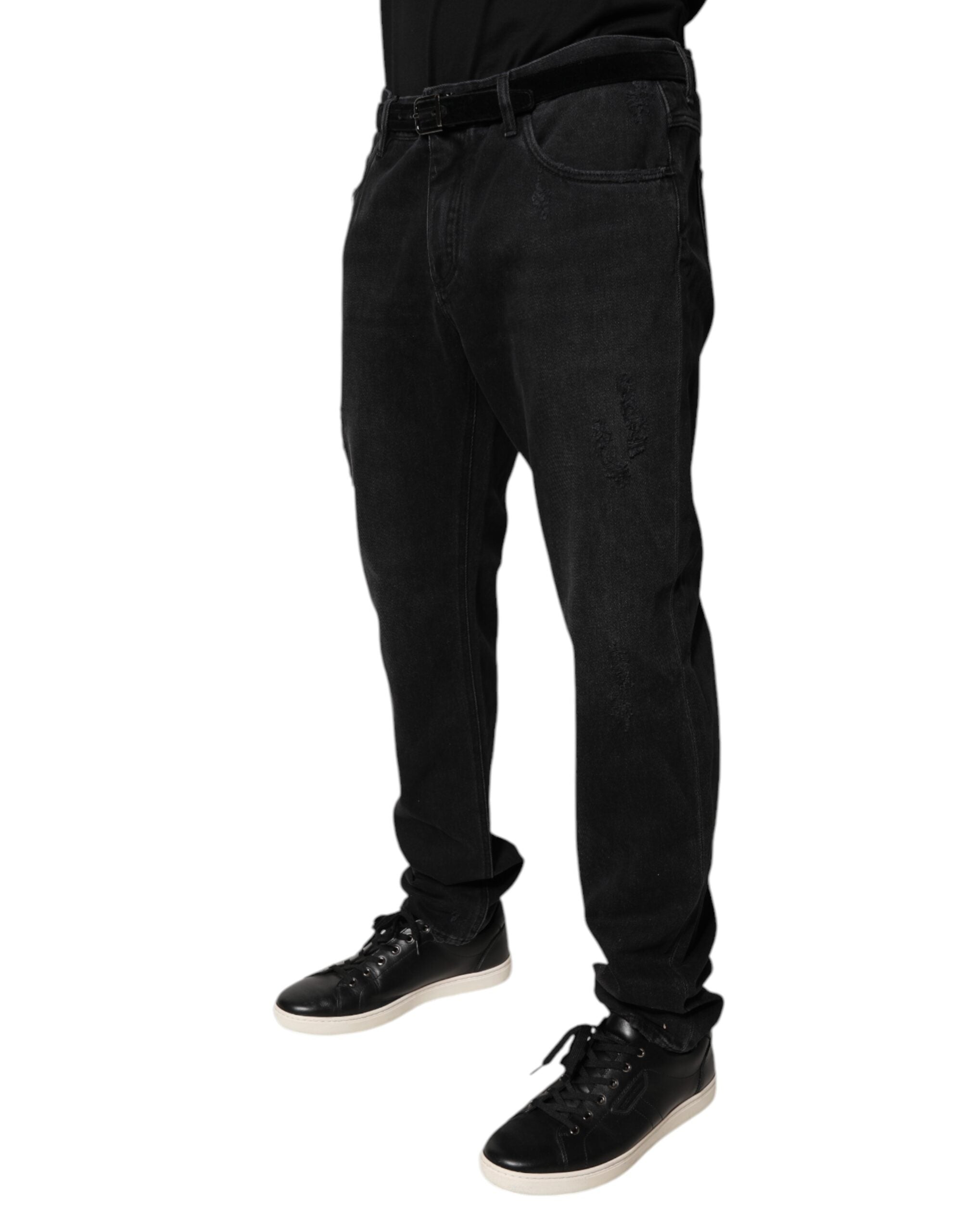 Dolce & Gabbana Black Cotton Skinny Men's Denim Jeans-3