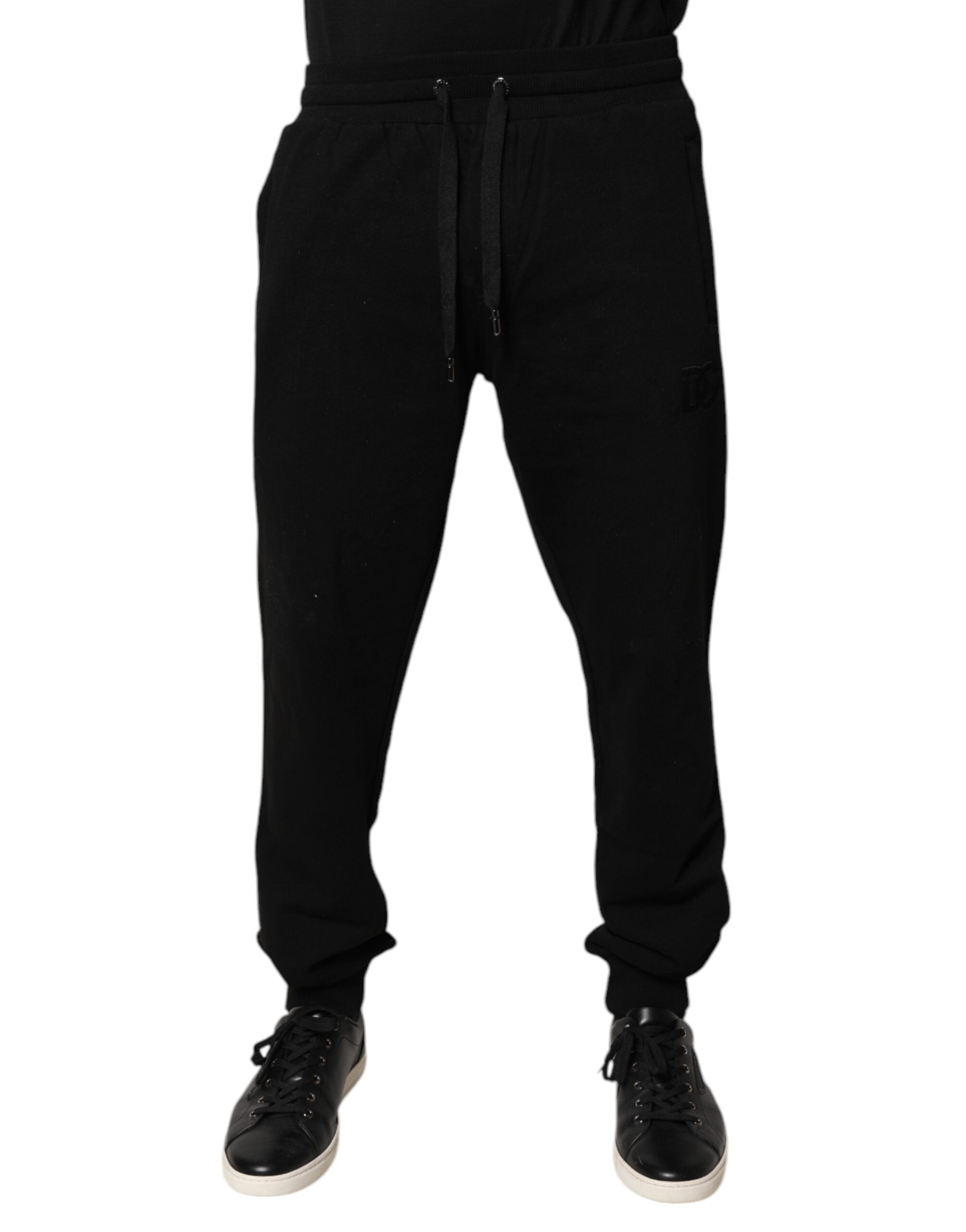 Dolce & Gabbana Schwarze Baumwoll-Jogger-Sweatpants mit mittlerer Taille-2