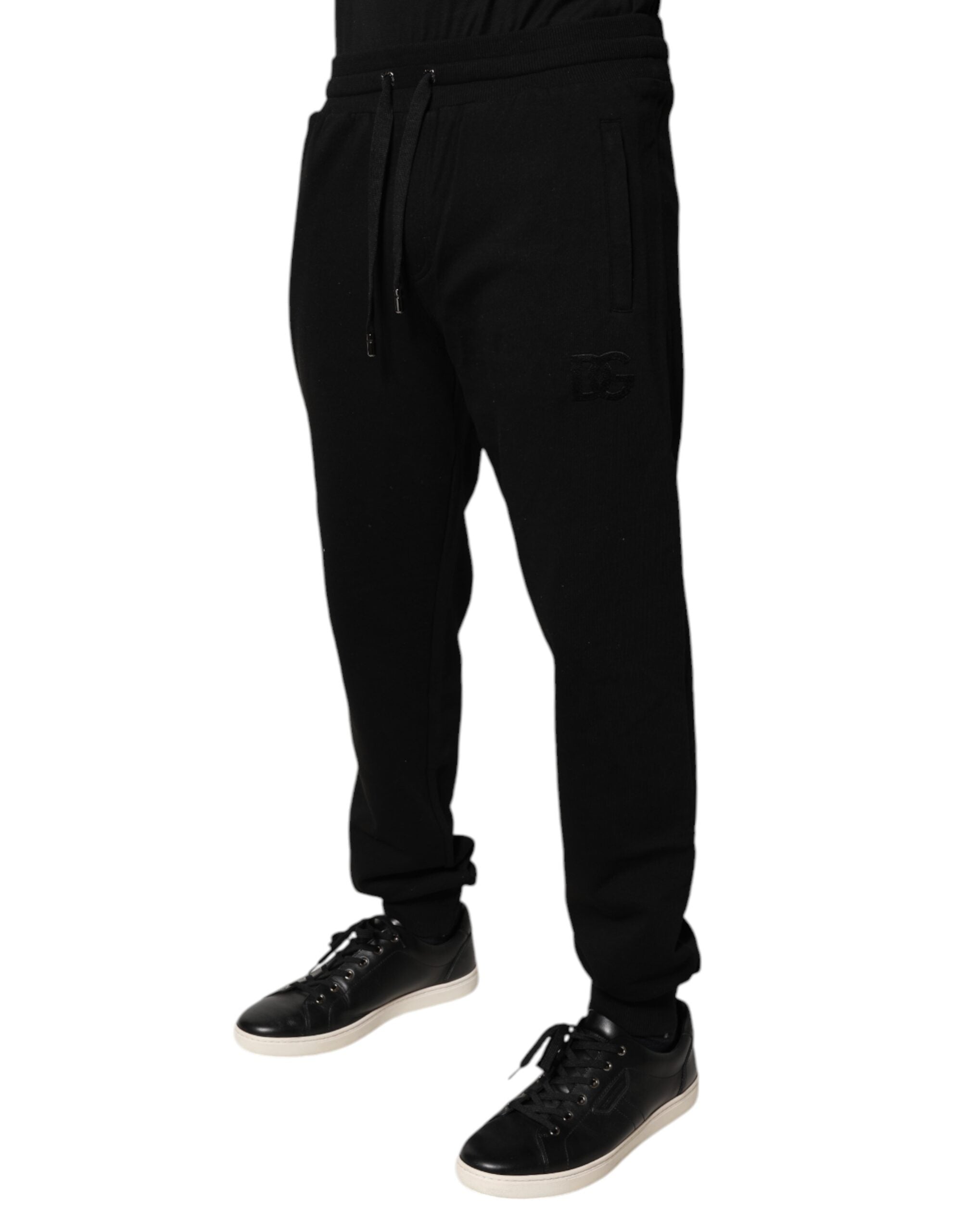 Dolce & Gabbana Schwarze Baumwoll-Jogger-Sweatpants mit mittlerer Taille-3