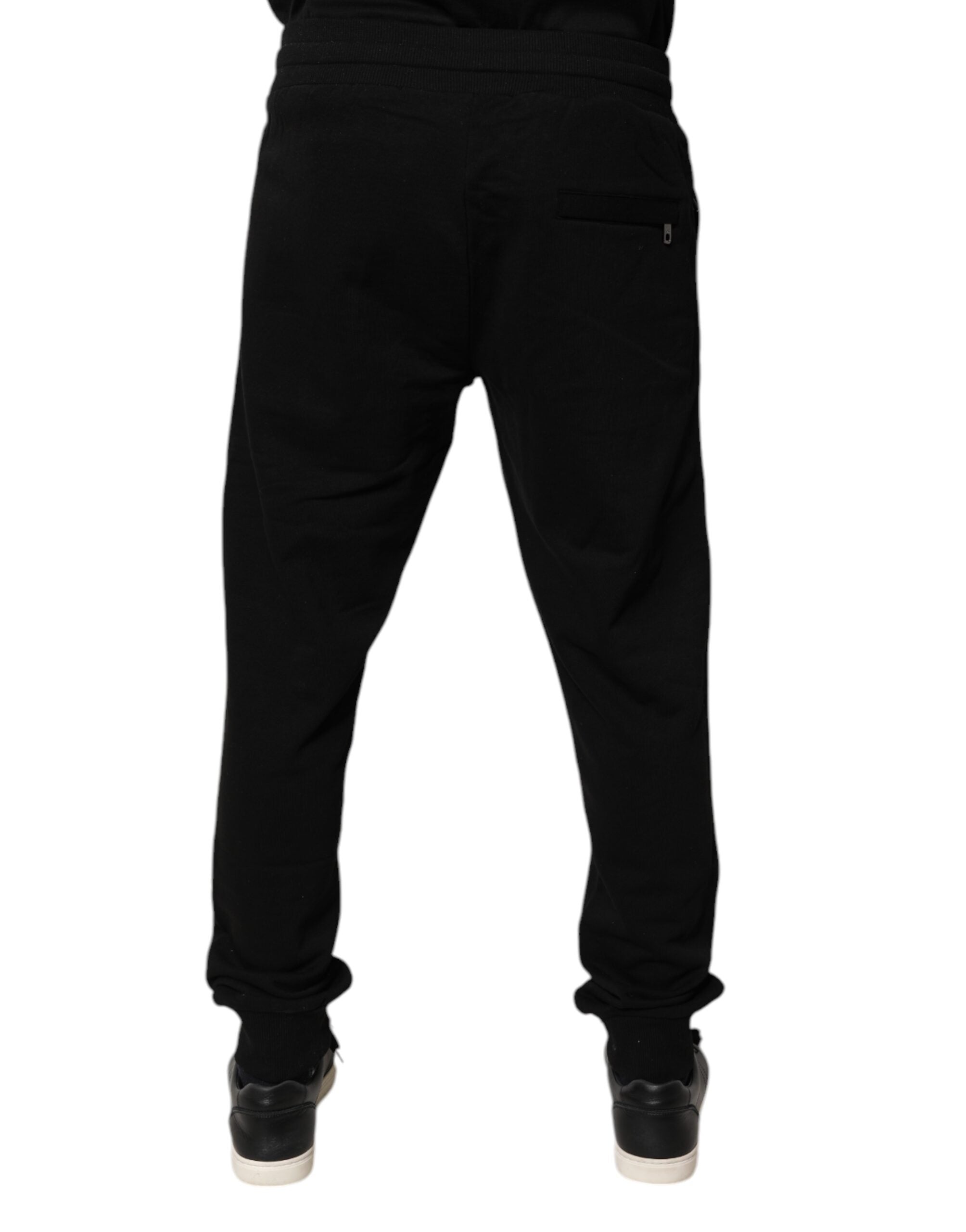 Dolce & Gabbana Schwarze Baumwoll-Jogger-Sweatpants mit mittlerer Taille-4