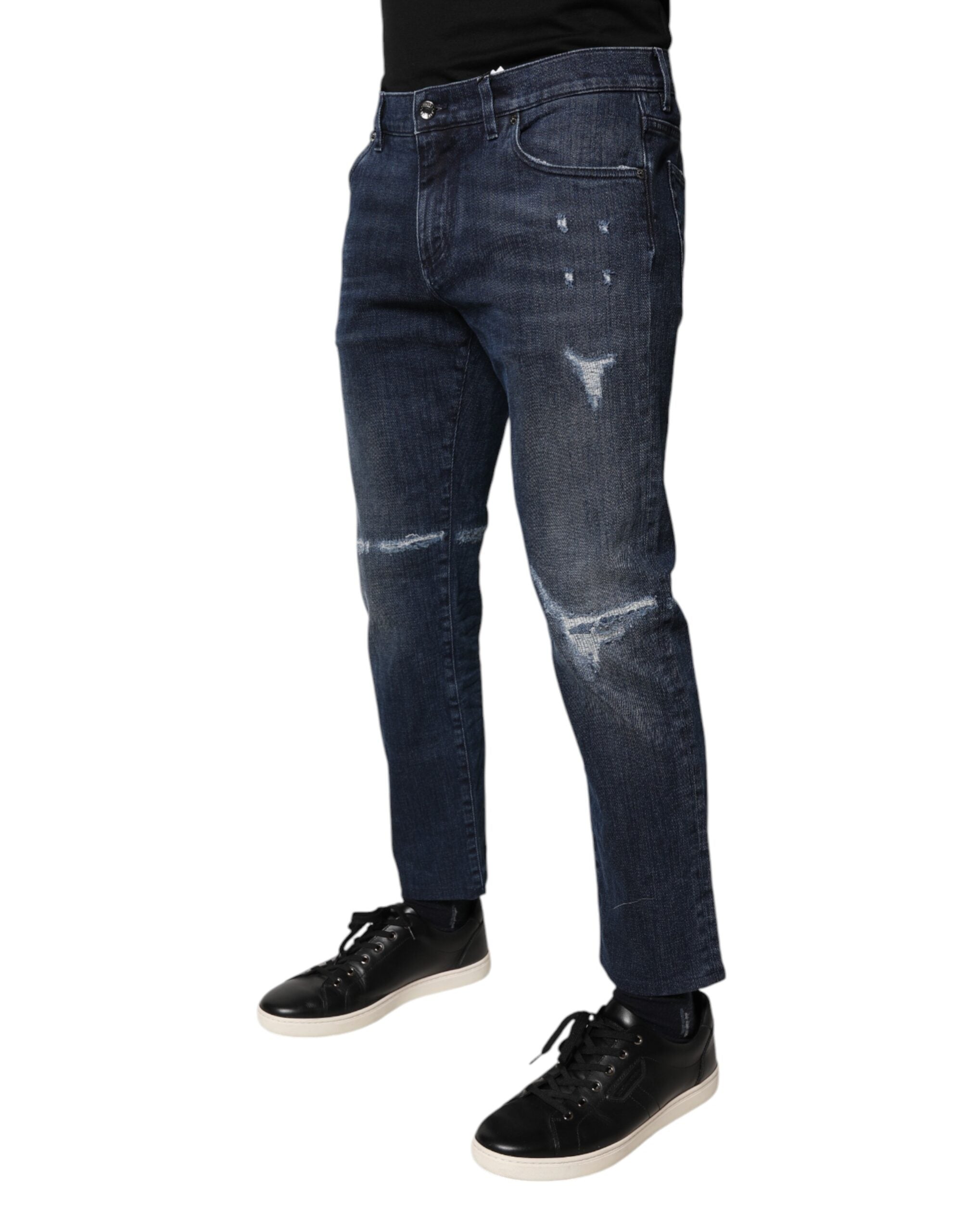 Dolce & Gabbana Blue Cotton Stretch Skinny Denim Jeans for Men-2