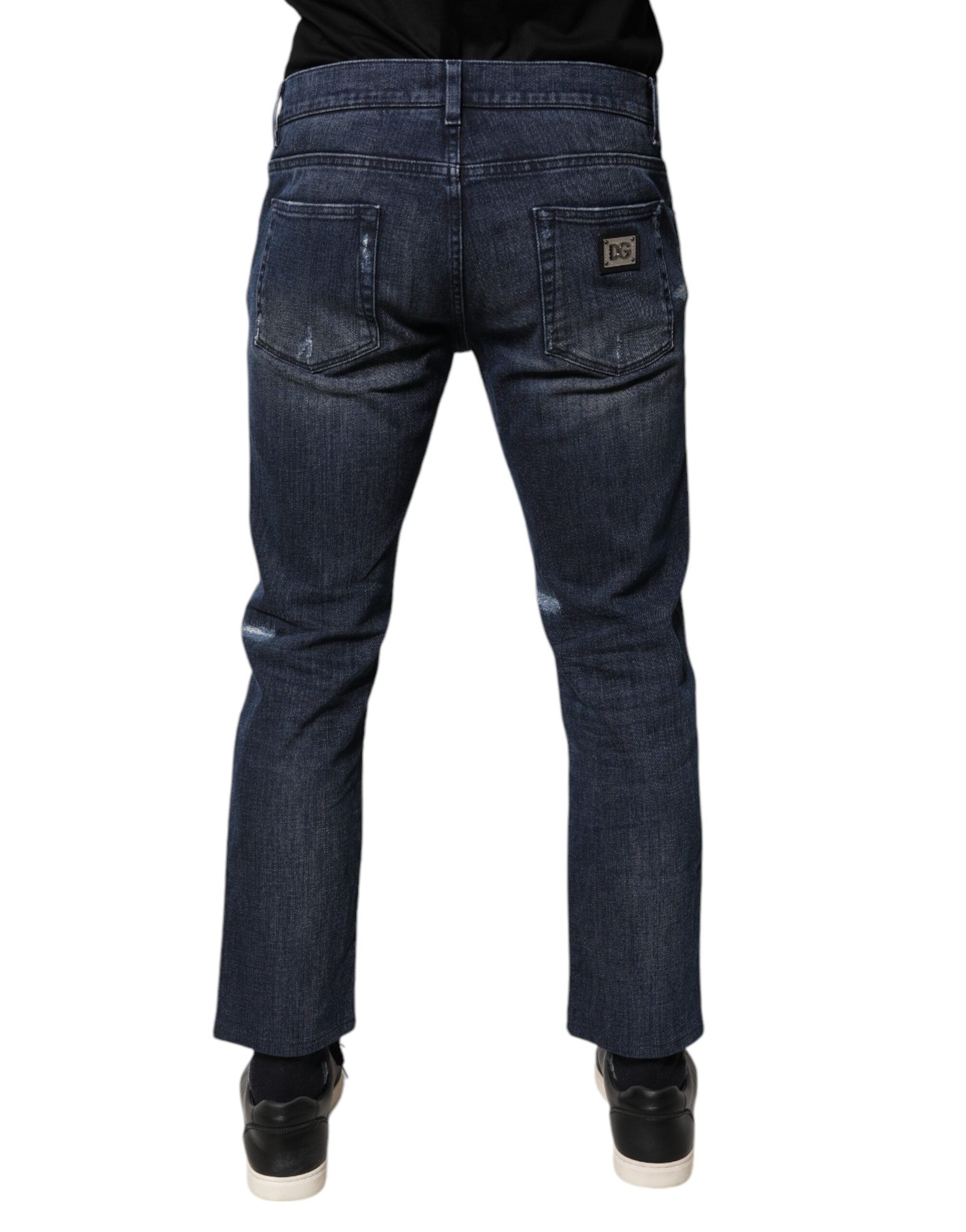 Dolce & Gabbana Blue Cotton Stretch Skinny Denim Jeans for Men-3