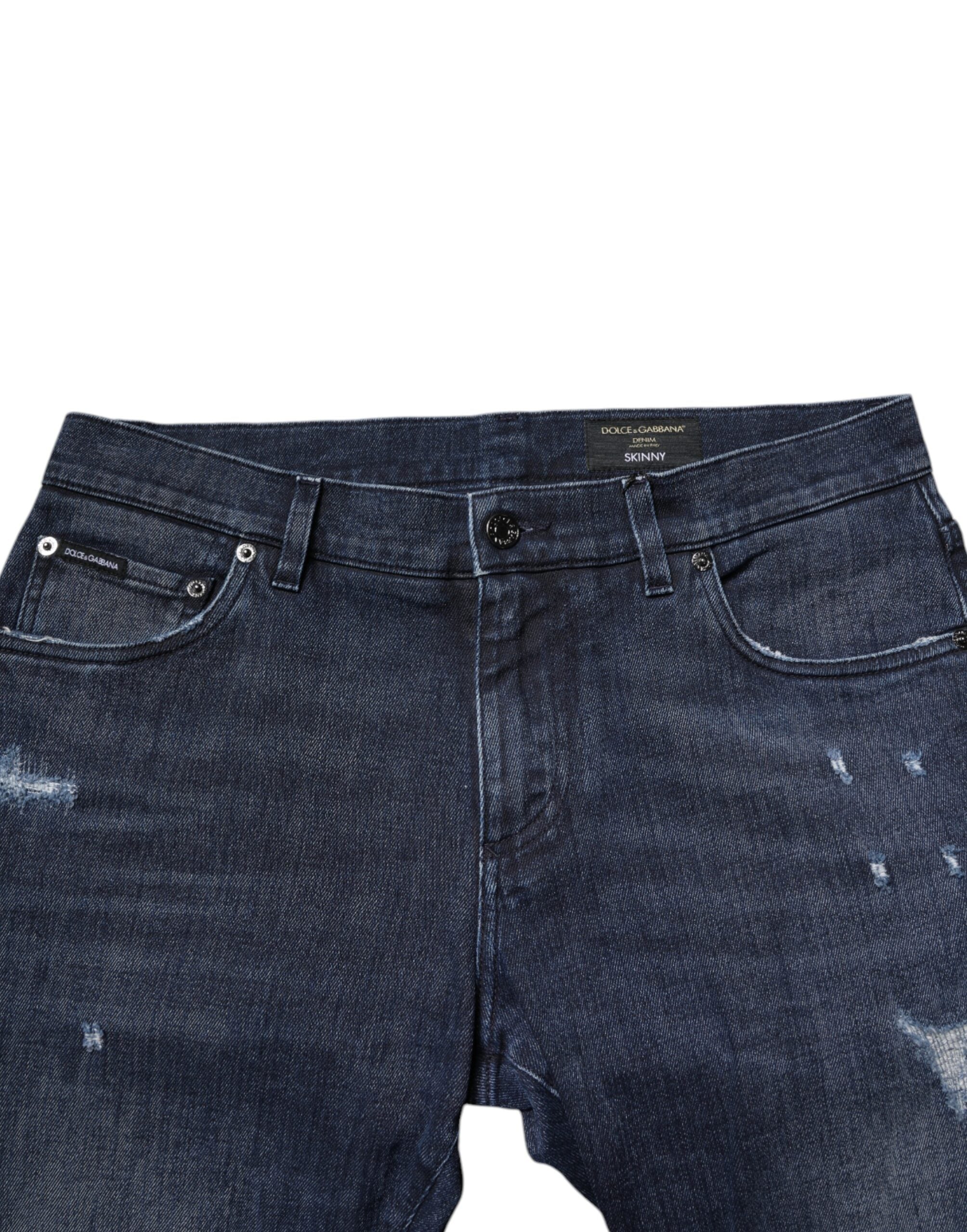 Dolce & Gabbana Blue Cotton Stretch Skinny Denim Jeans for Men-4