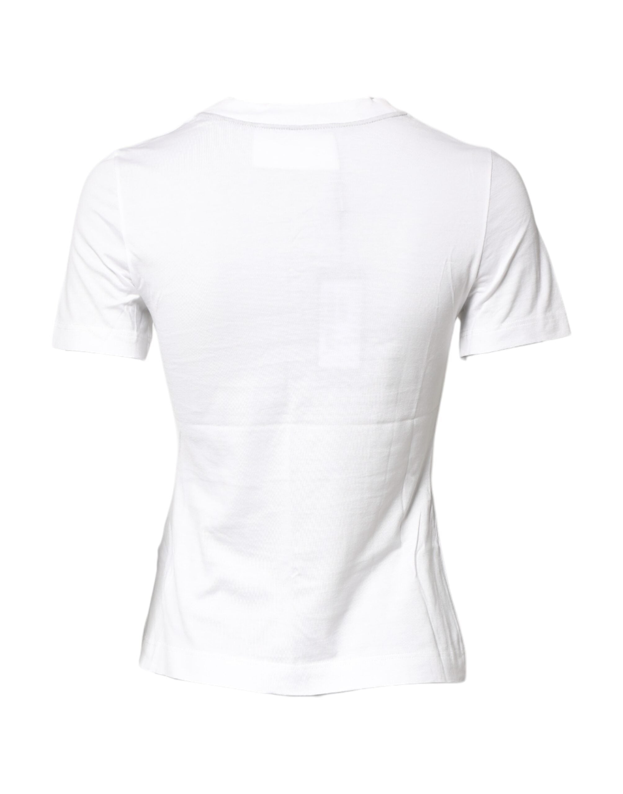 Camiseta blanca Dolce & Gabbana con cuello redondo y estampado gráfico en algodón-4