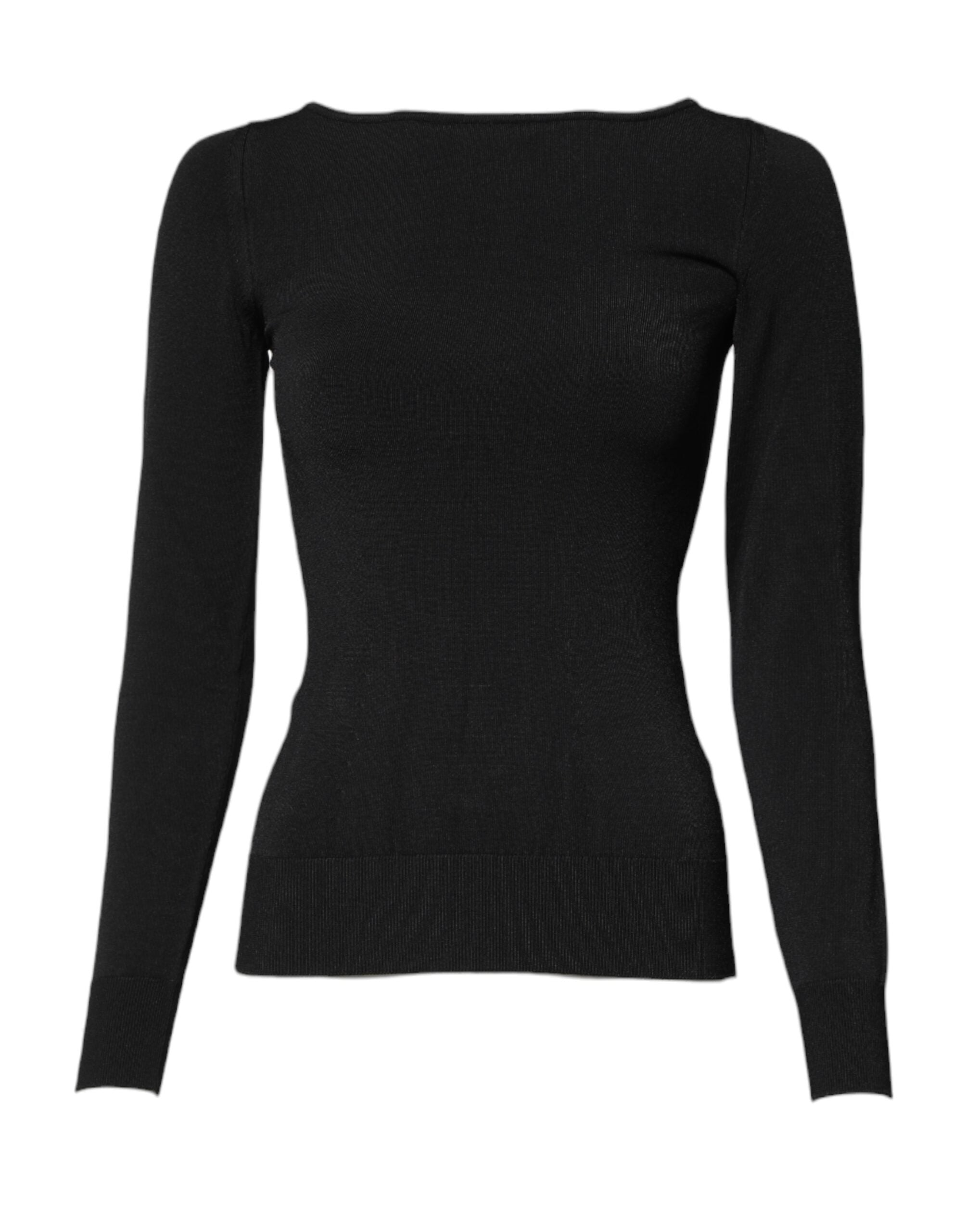 Dolce & Gabbana Schwarzer Viskose Pullover mit langen Ärmeln-2