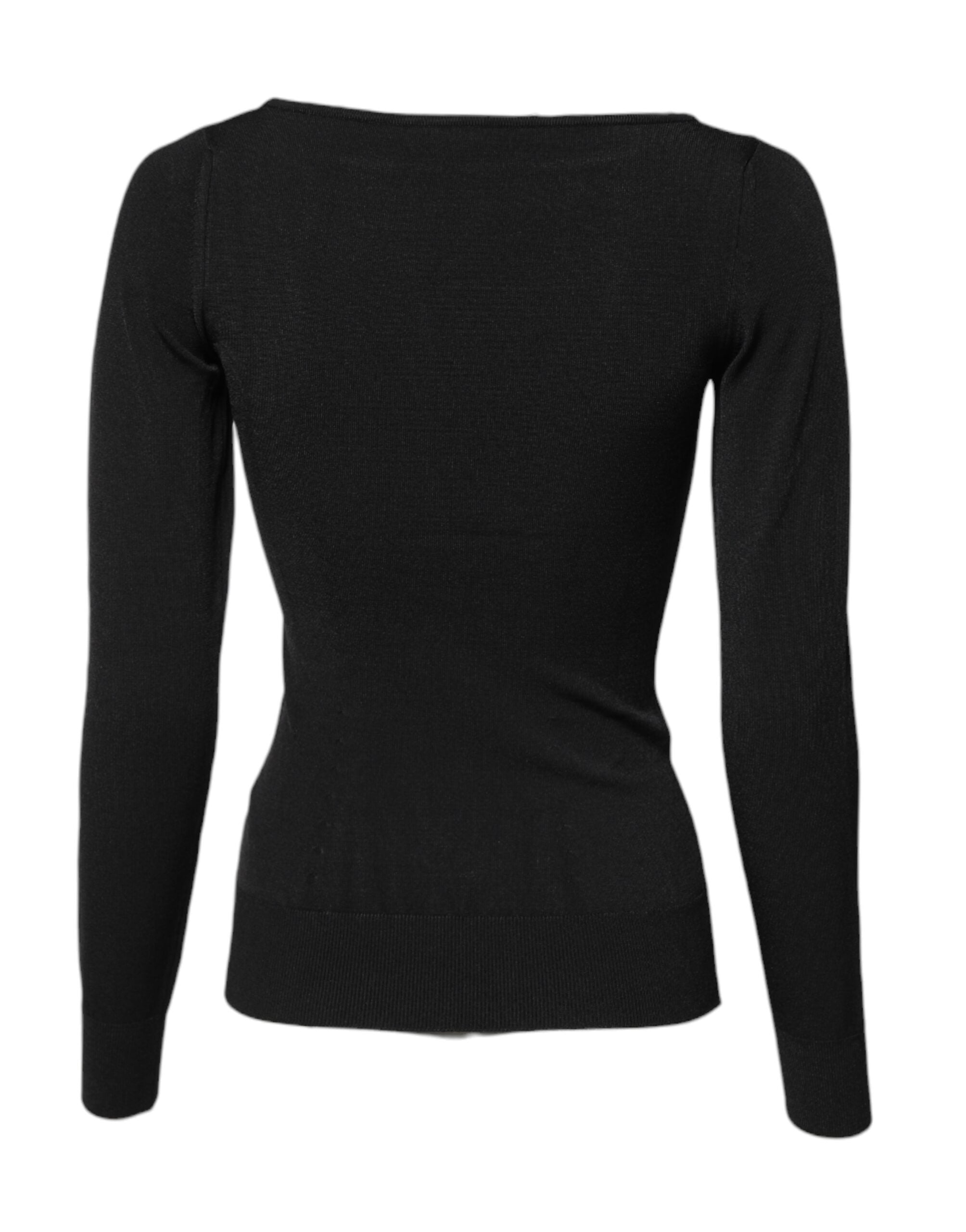 Dolce & Gabbana Schwarzer Viskose Pullover mit langen Ärmeln-4