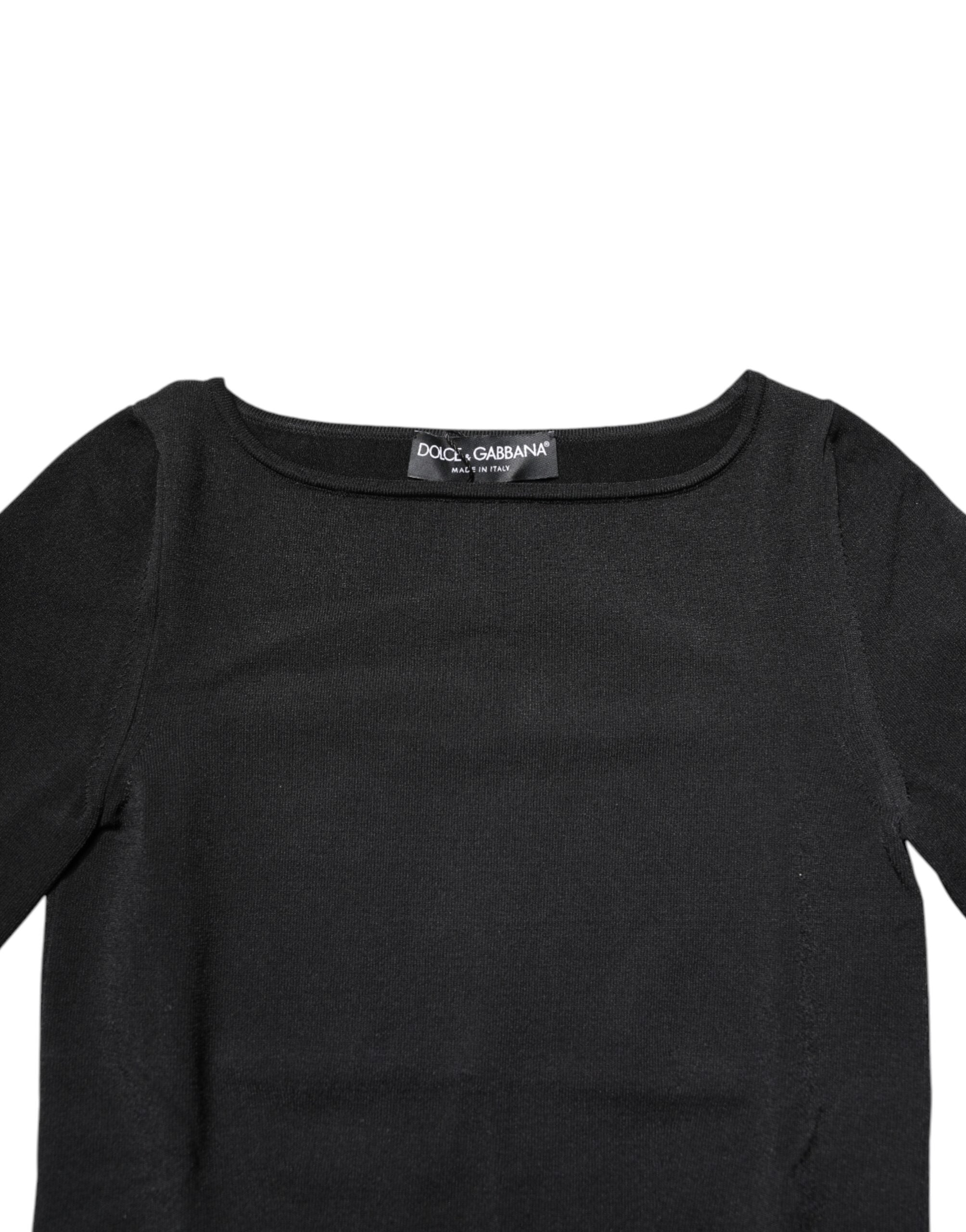 Dolce & Gabbana Schwarzer Viskose Pullover mit langen Ärmeln-5