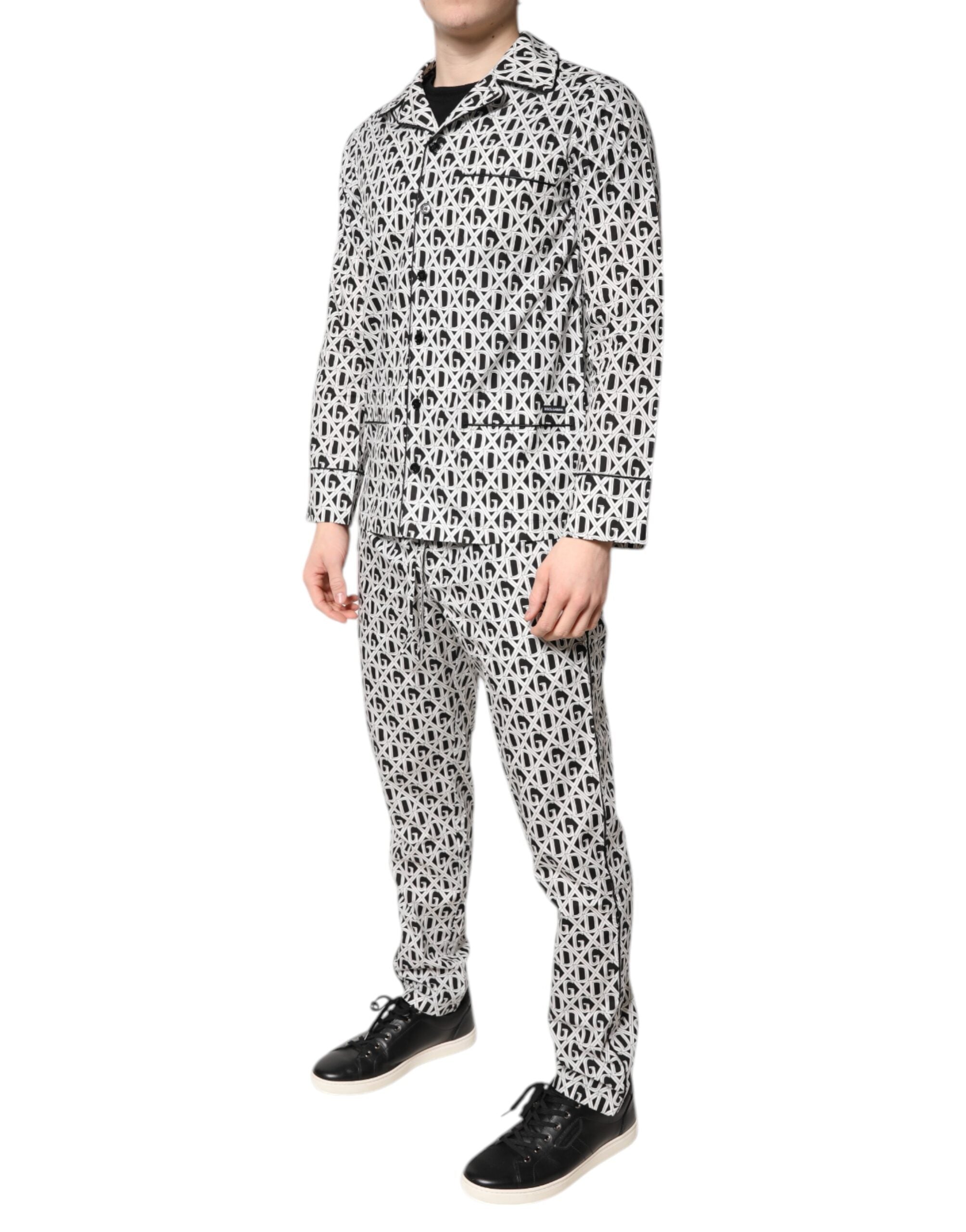 Pijama de algodón con estampado DG en blanco y negro de Dolce & Gabbana-3