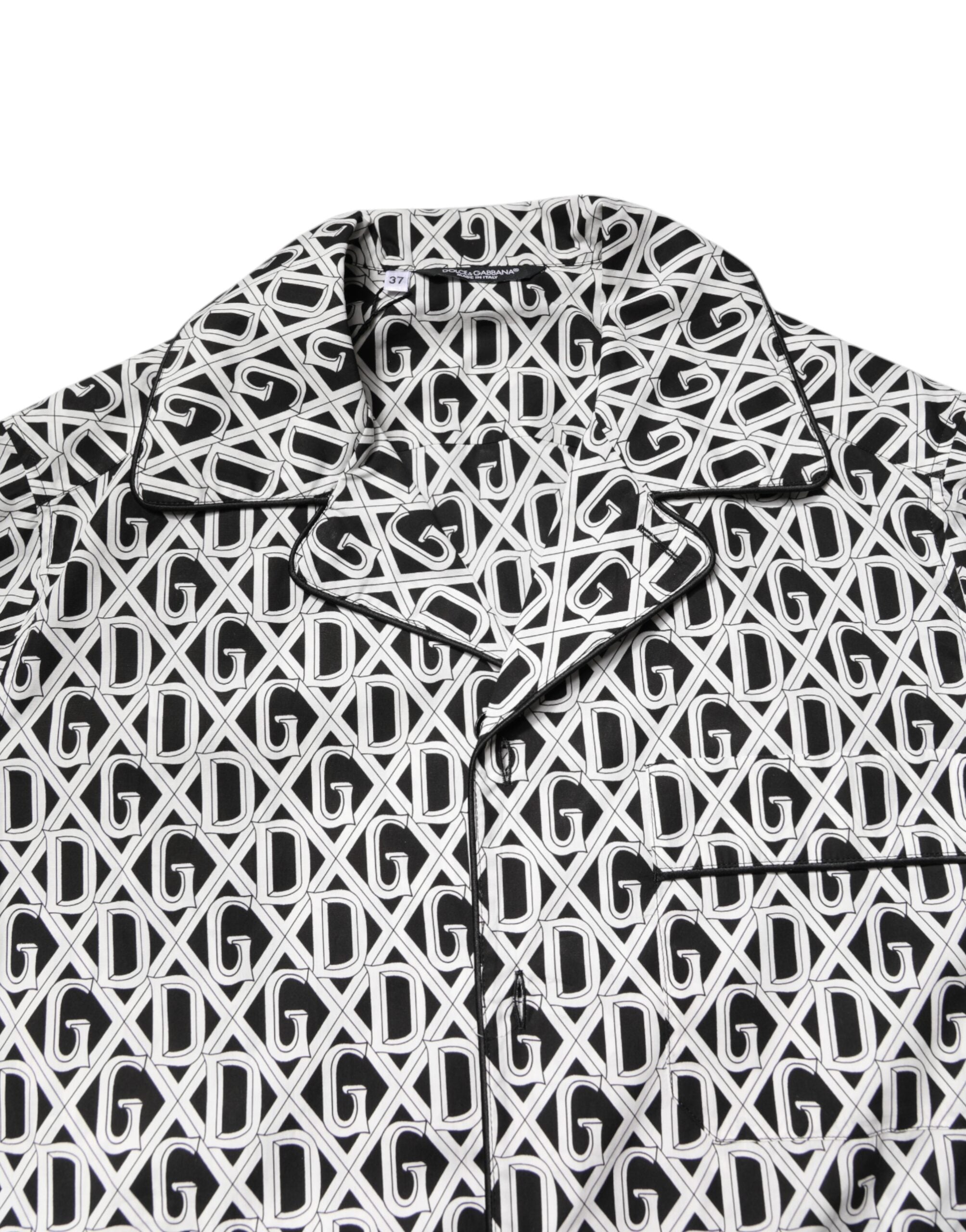 Pijama de algodón con estampado DG en blanco y negro de Dolce & Gabbana-5