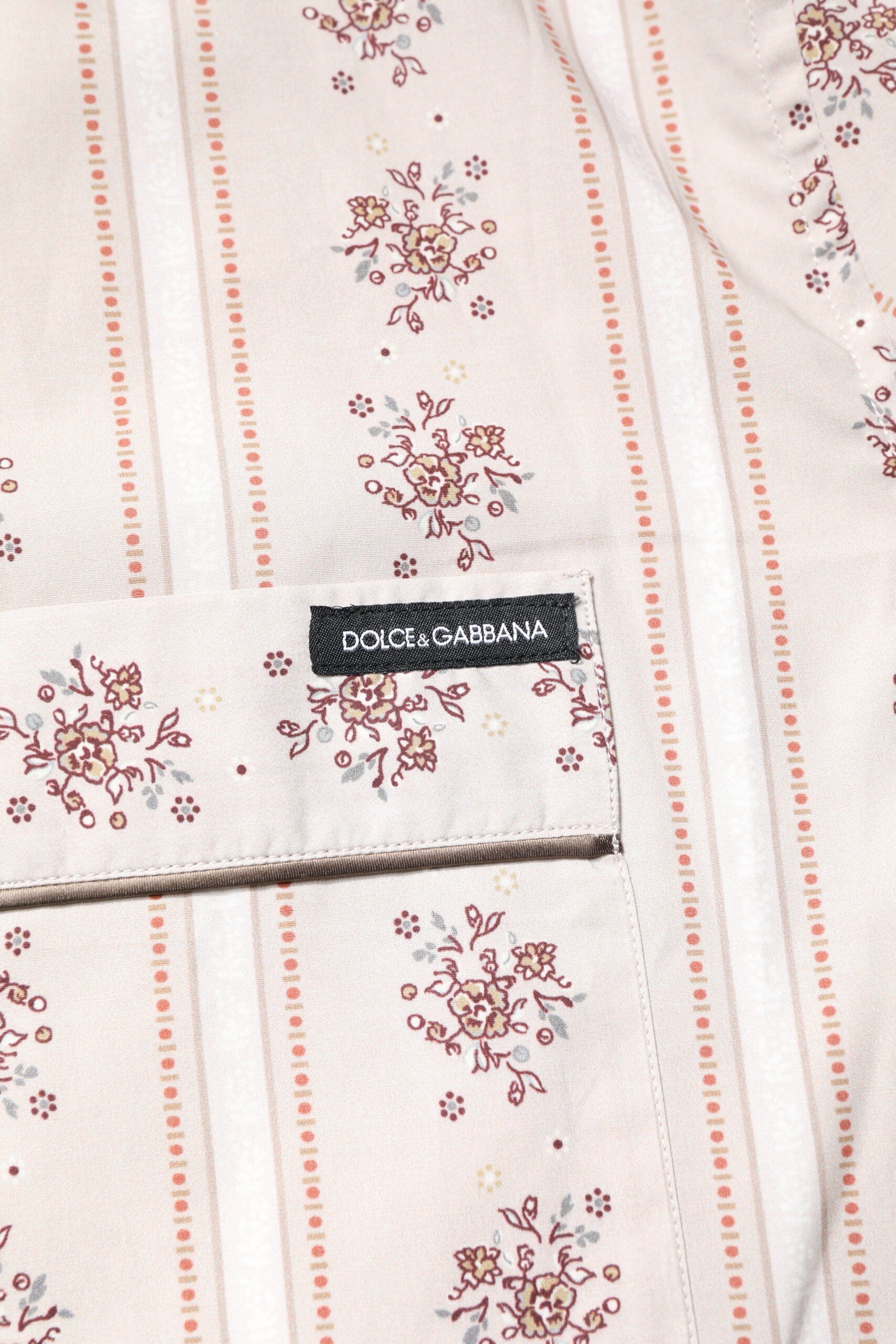 Dolce & Gabbana Beige Floral Print Cotton Men's Pyjama Set Sleepwear-6