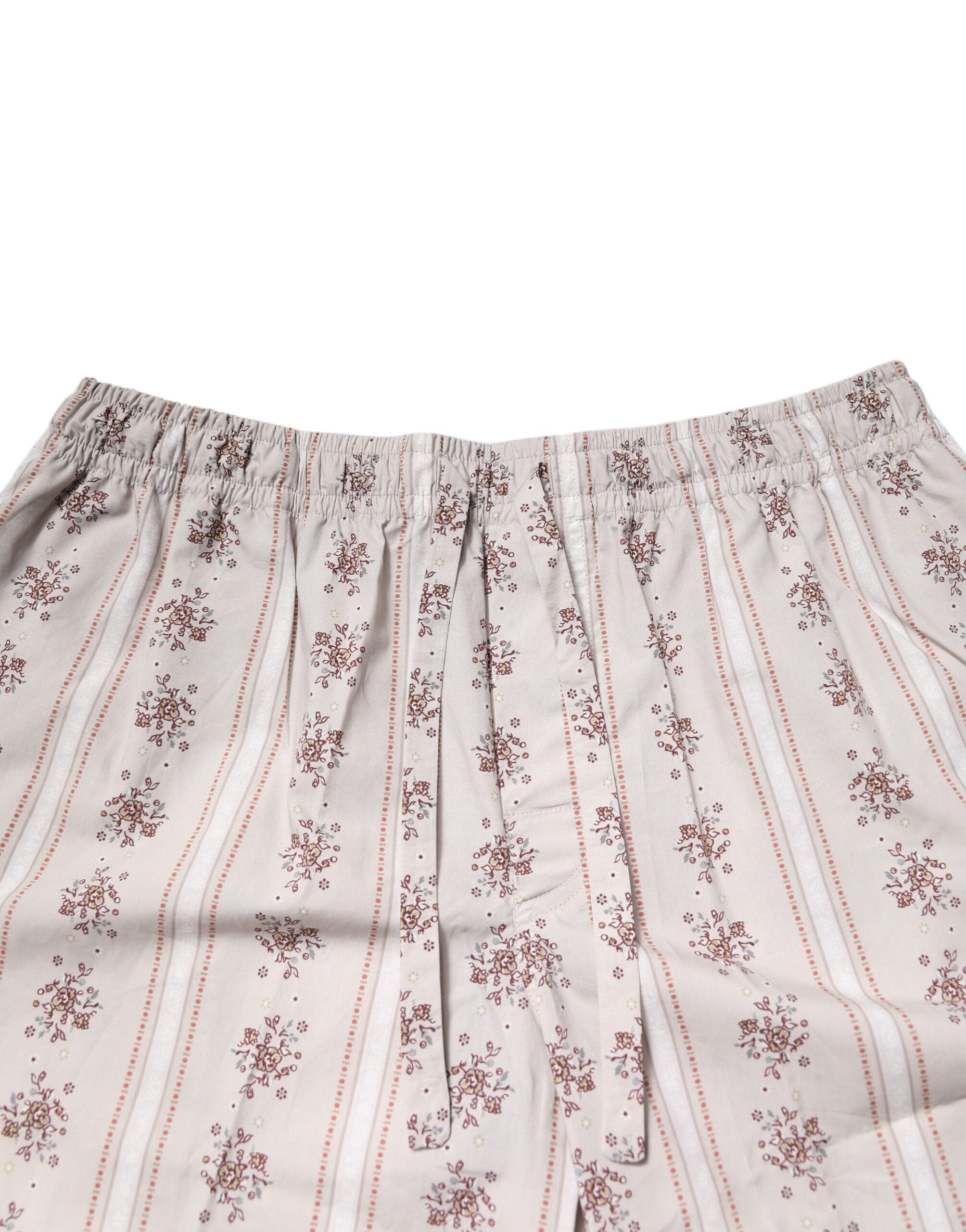 Dolce & Gabbana Beige Floral Print Cotton Men's Pyjama Set Sleepwear-7