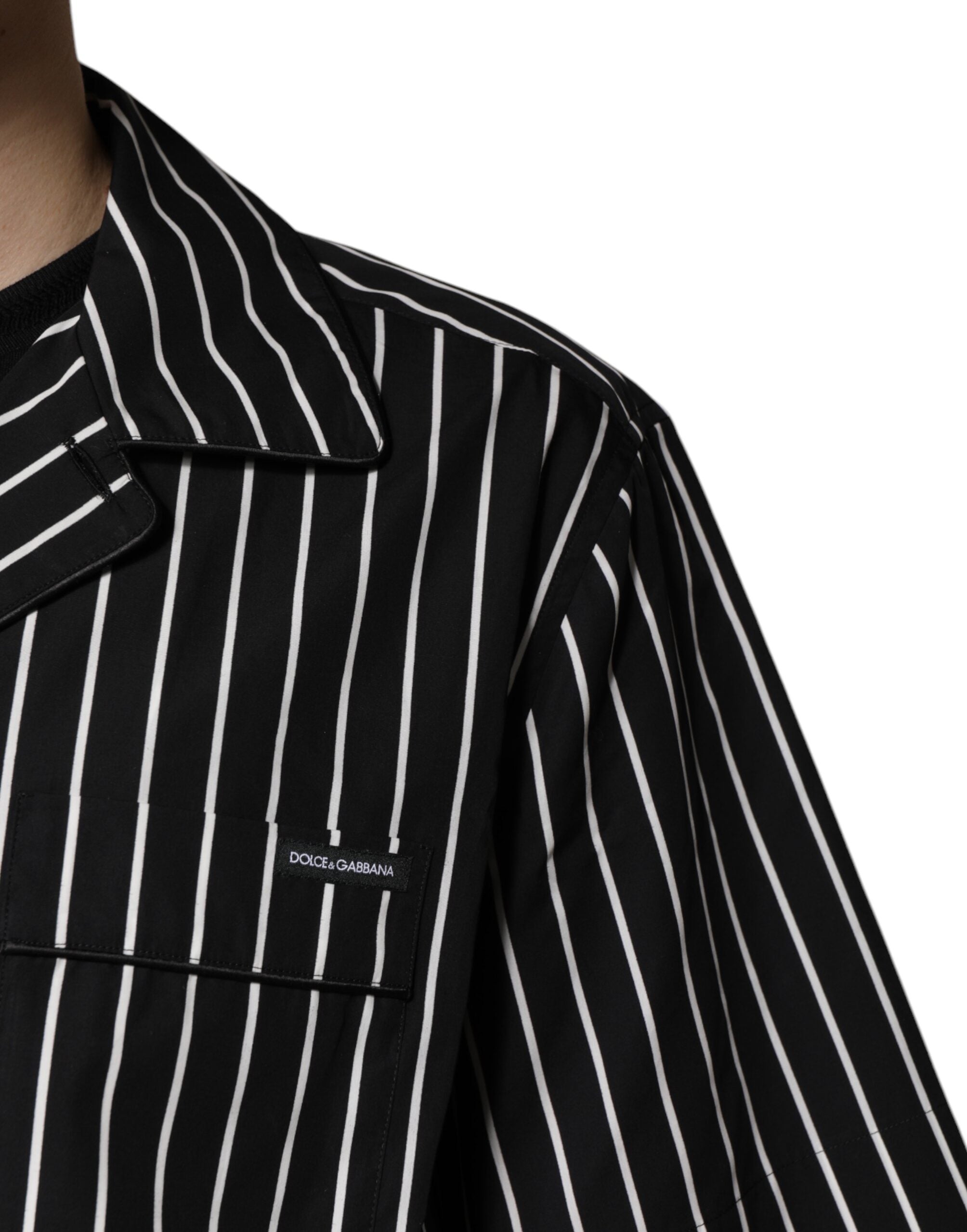 Dolce & Gabbana Black and White Striped Cotton Men's Pajama Set Nightwear-5