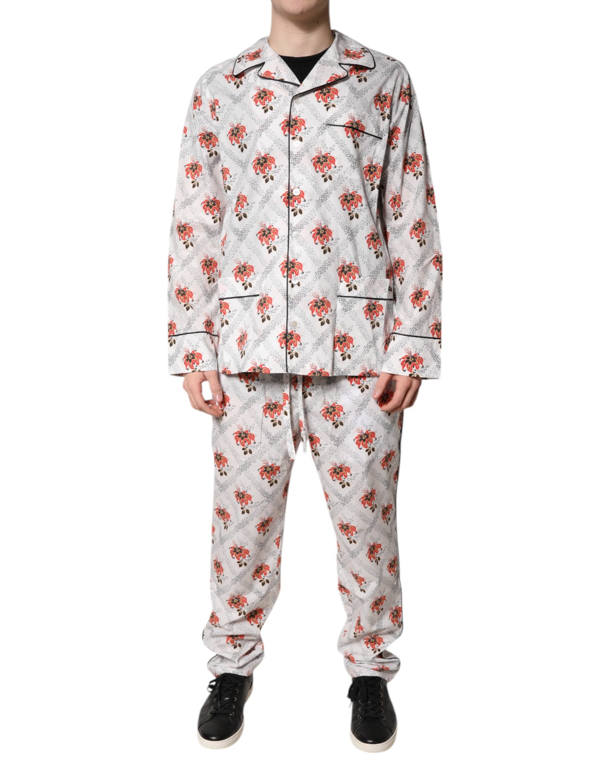 Dolce & Gabbana Multicolor Floral Print Cotton Pyjama Set Nightwear-1