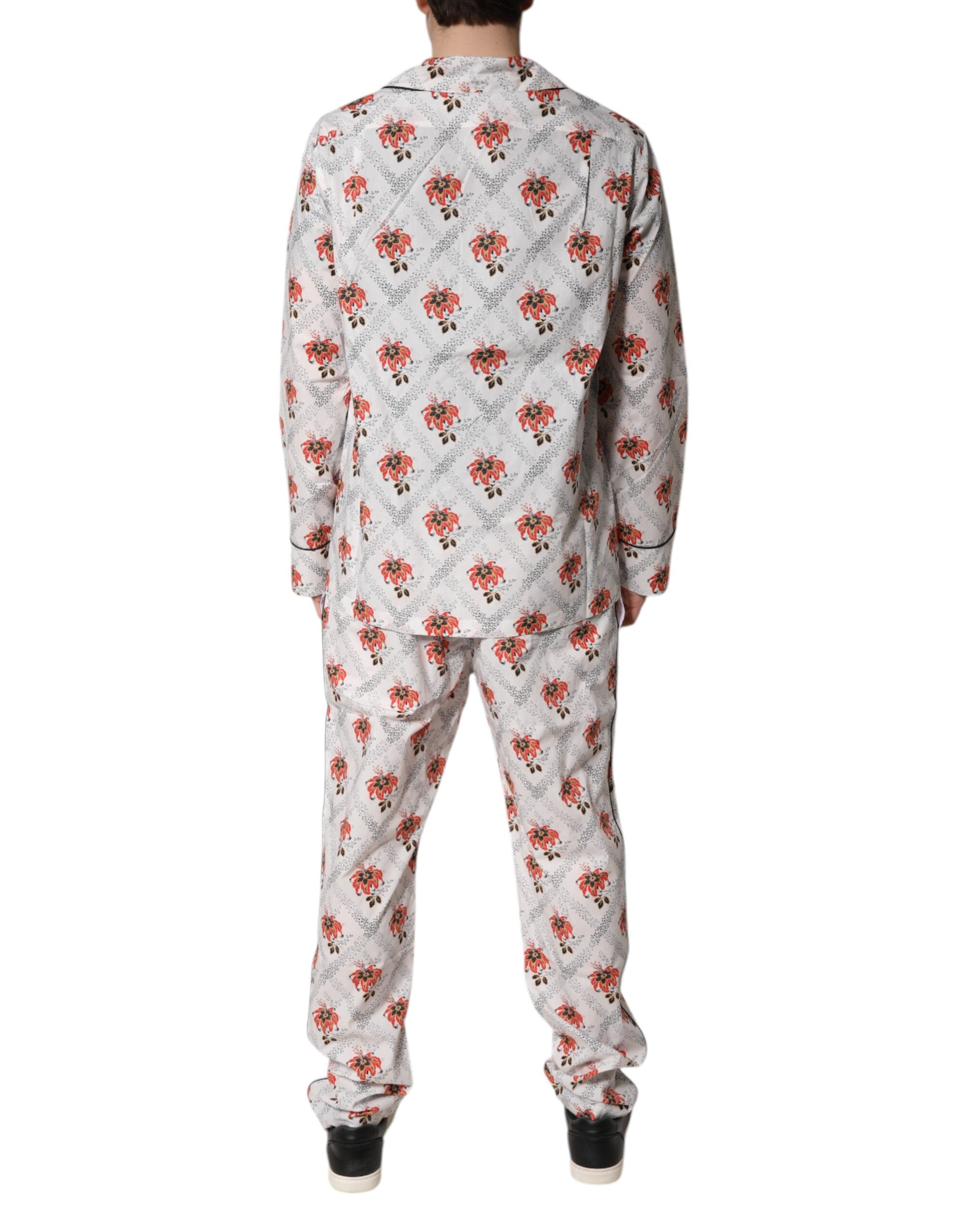 Dolce & Gabbana Multicolor Floral Print Cotton Pyjama Set Nightwear-4