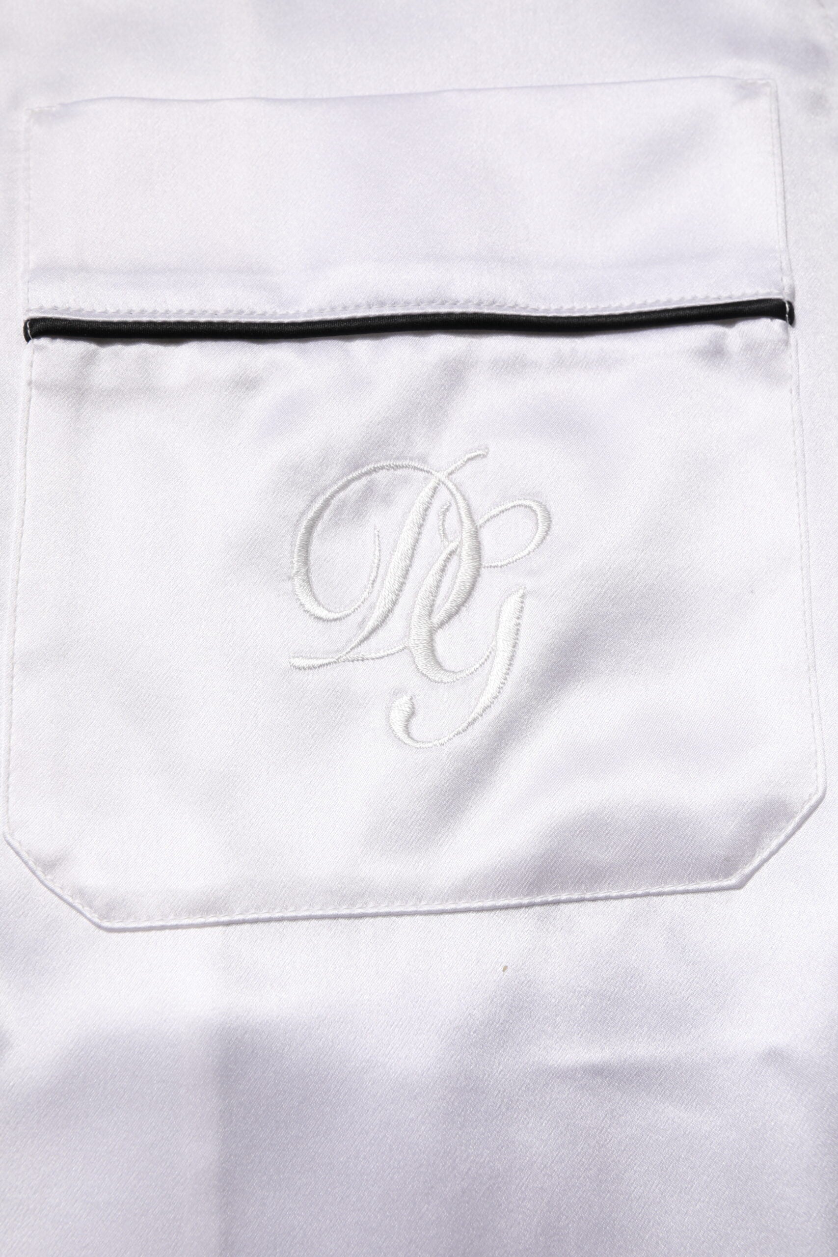 Dolce & Gabbana White Satin Silk Men's Pyjama Set Sleepwear-7